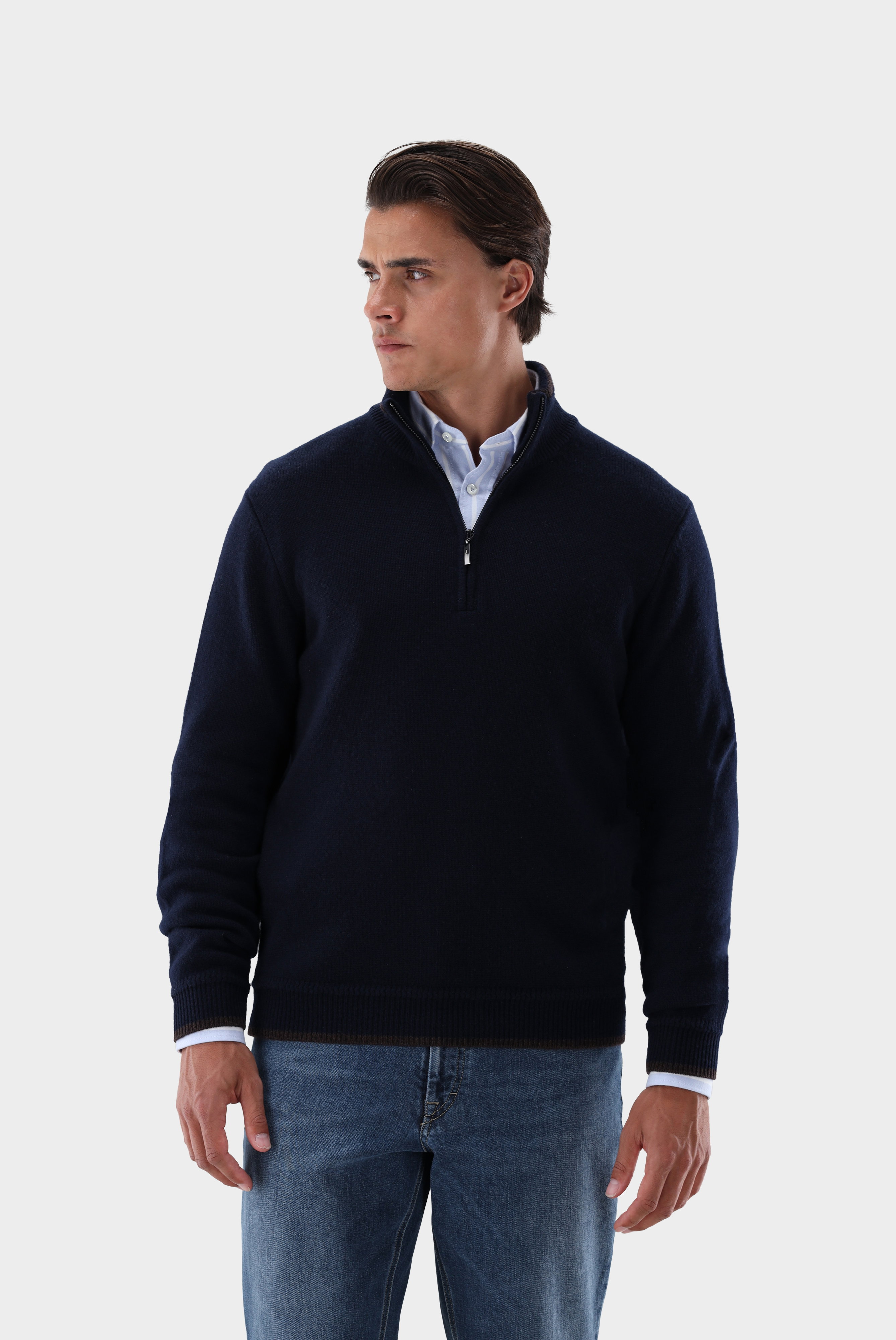 Half-Zip Sweater in cashmere with details
