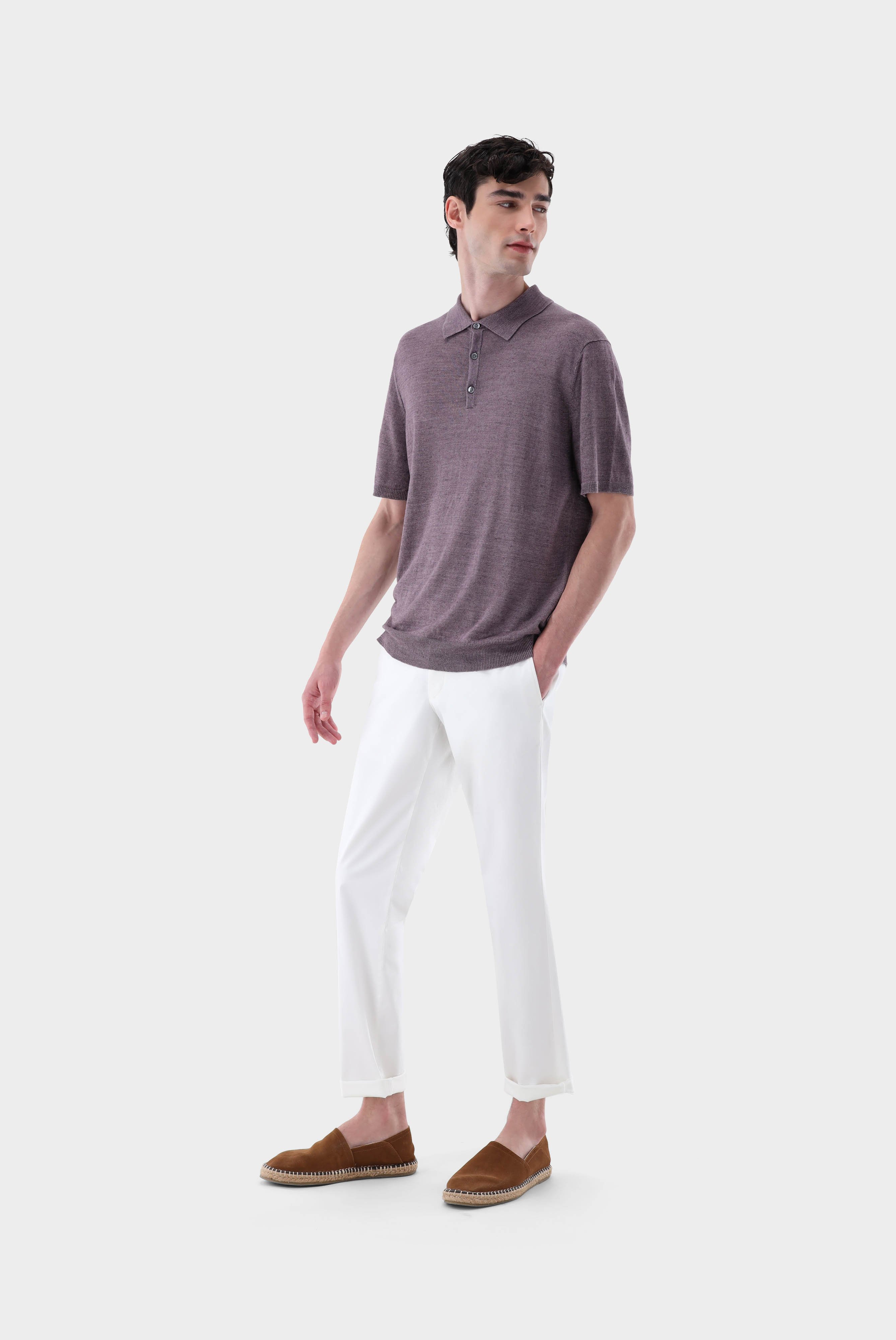 Poloshirts+Knit Polo in Linen+82.8603..S00169.680.S