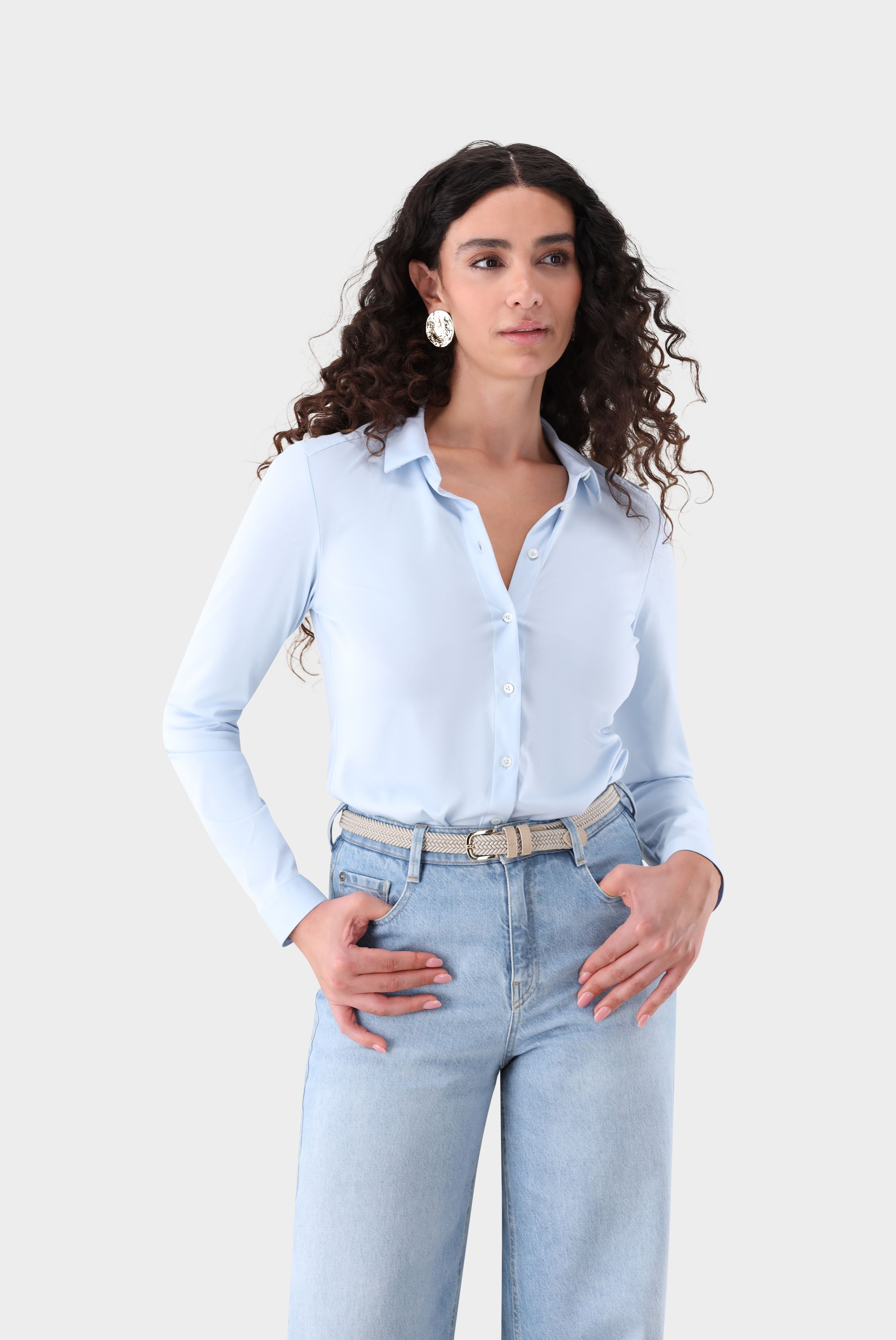 Hemdbluse aus Jersey tailliert