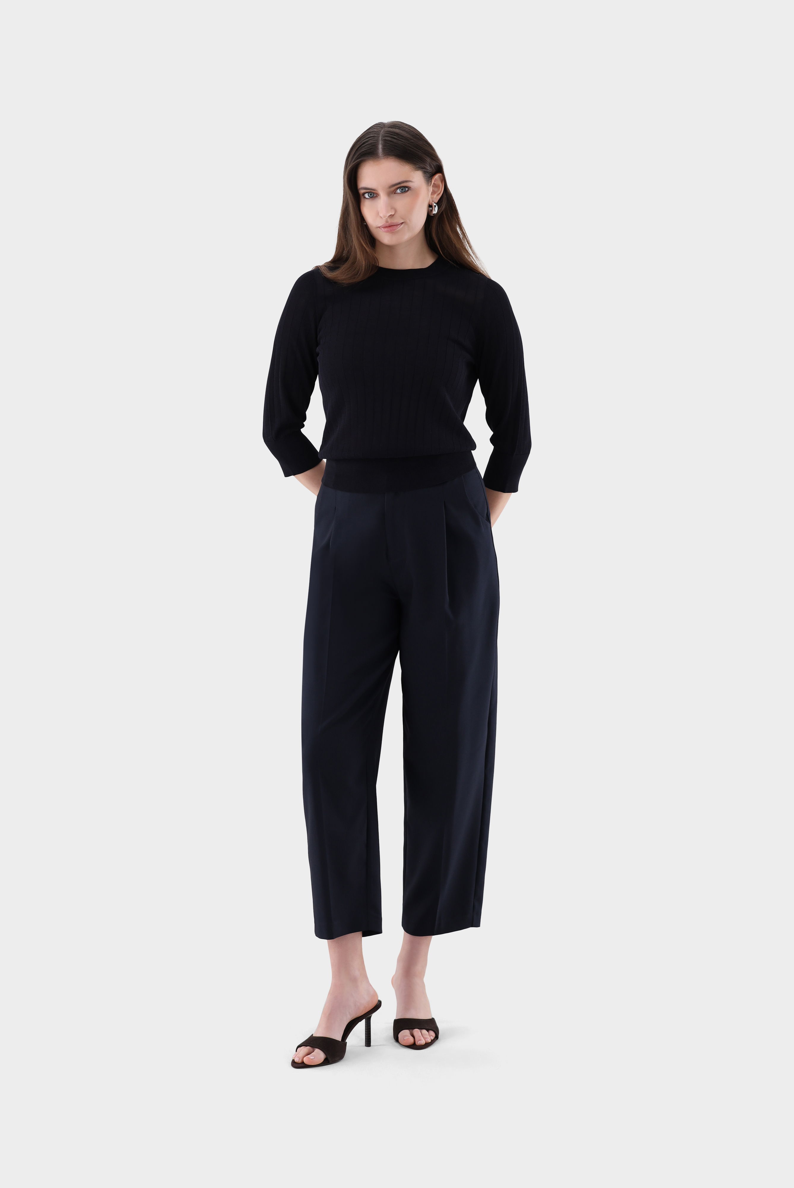 T-Shirt aus Rippstrick mit Baumwolle und Viskose günstig online kaufen