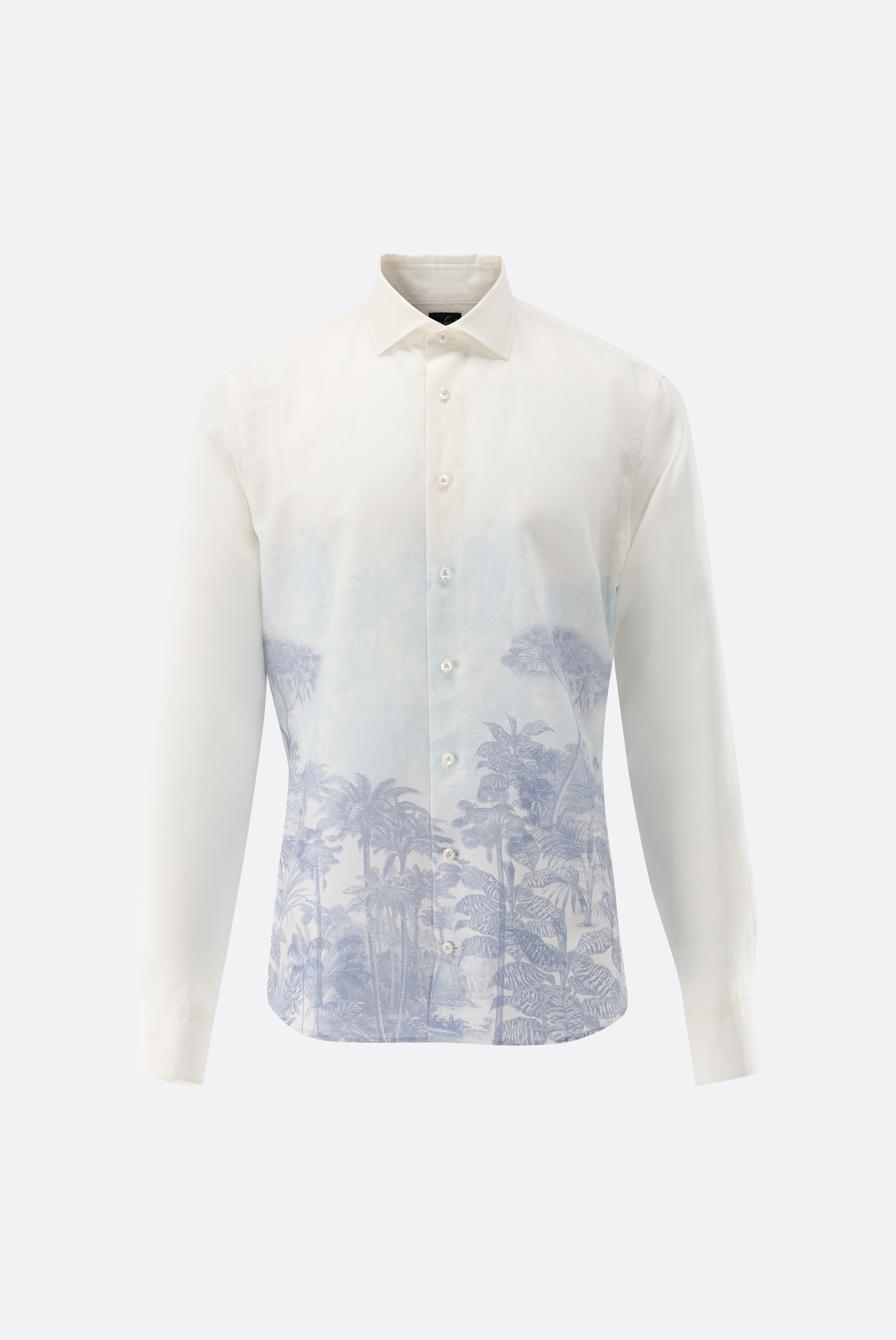 Leinenhemd mit platziertem Palmen-Druck
