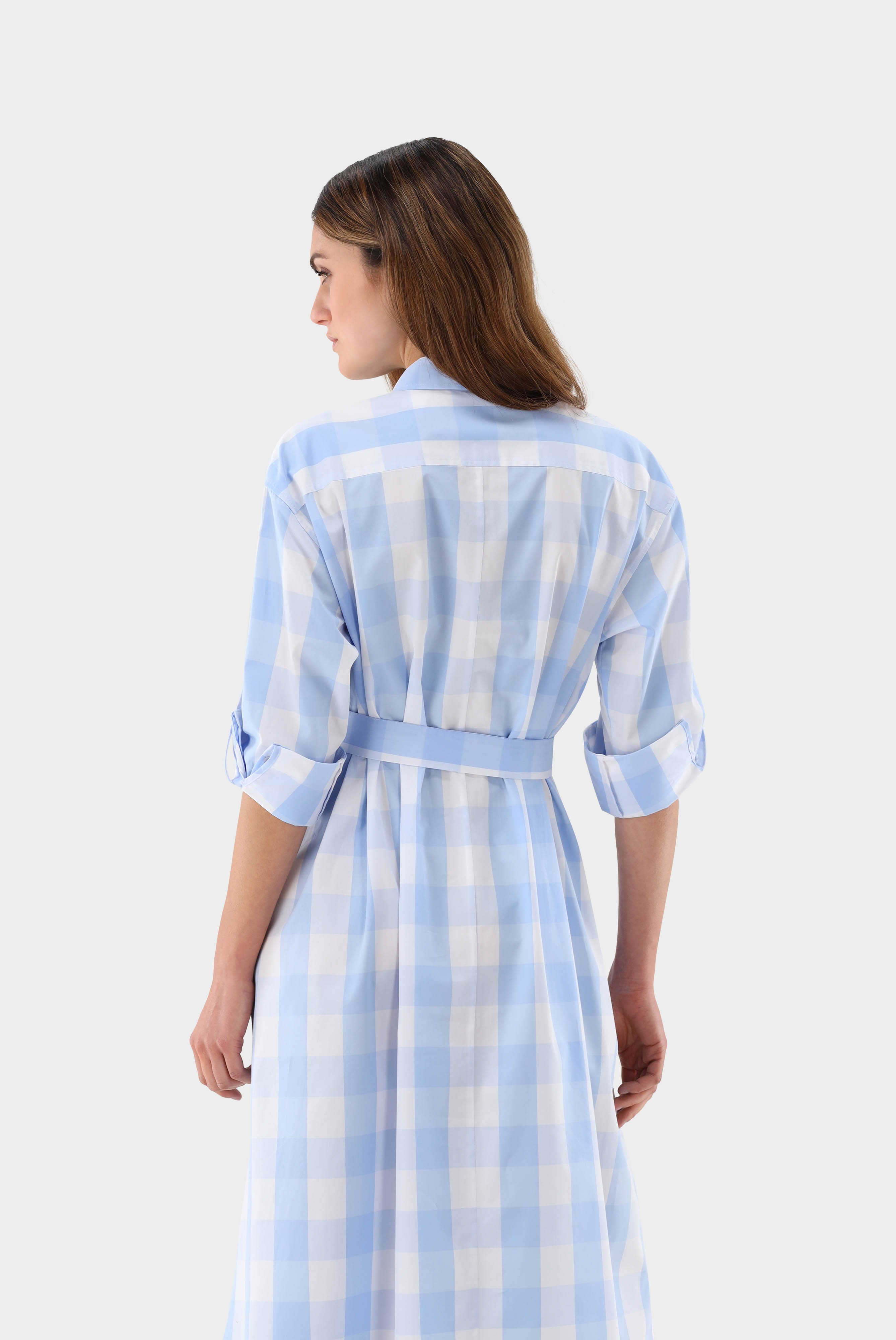 Kleider & Röcke+Kariertes Midi-Kleid aus Baumwoll-Popeline+05.653H.07.151451.720.34