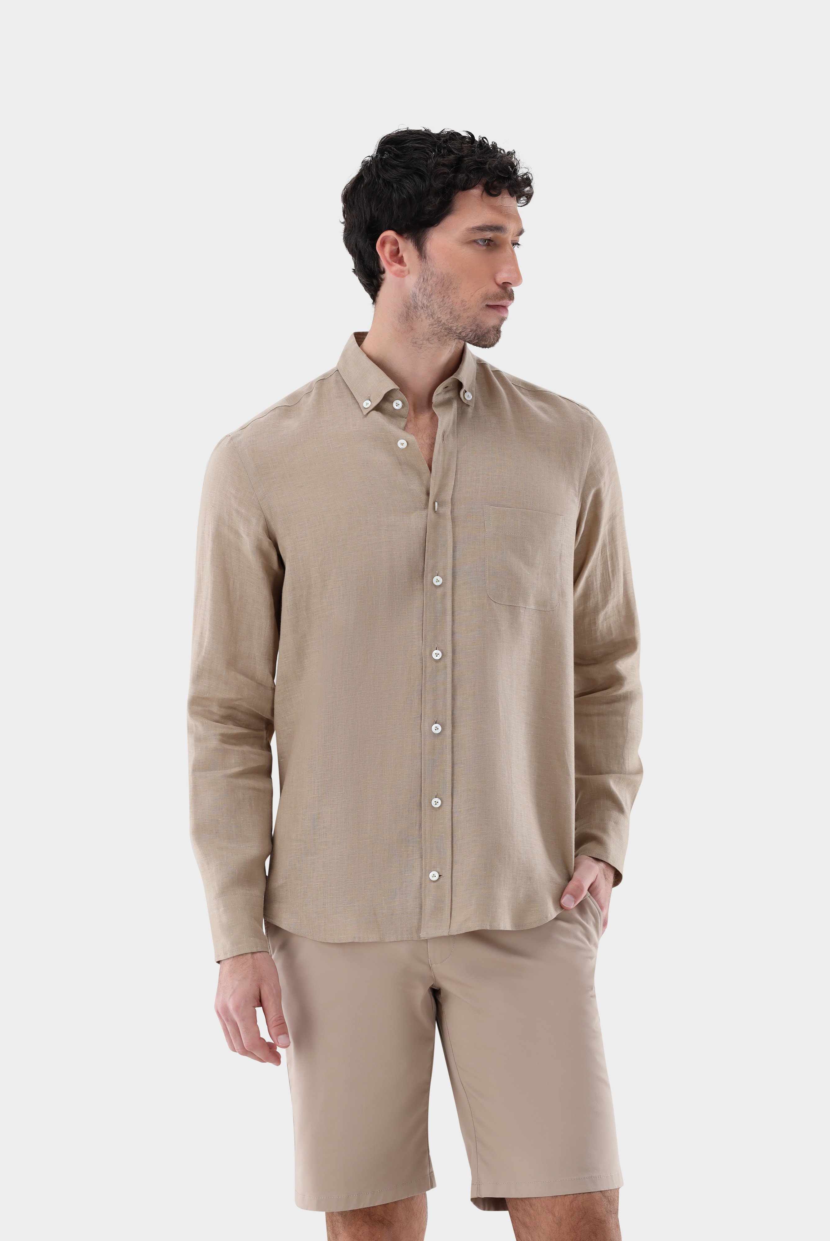 Linen Button-Down Collar Shirt Tailor Fit