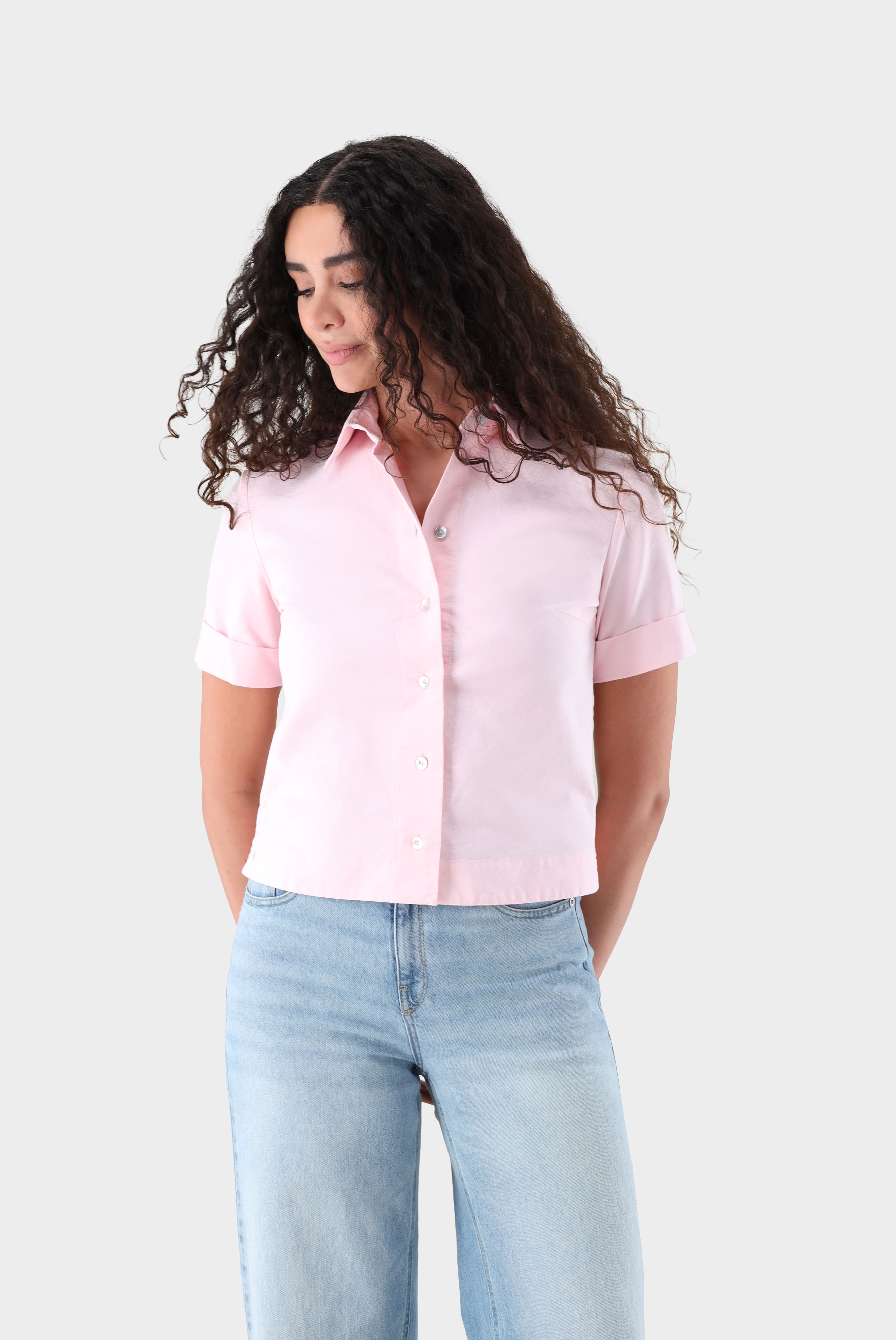 Kurzarm Hemdbluse aus Oxford