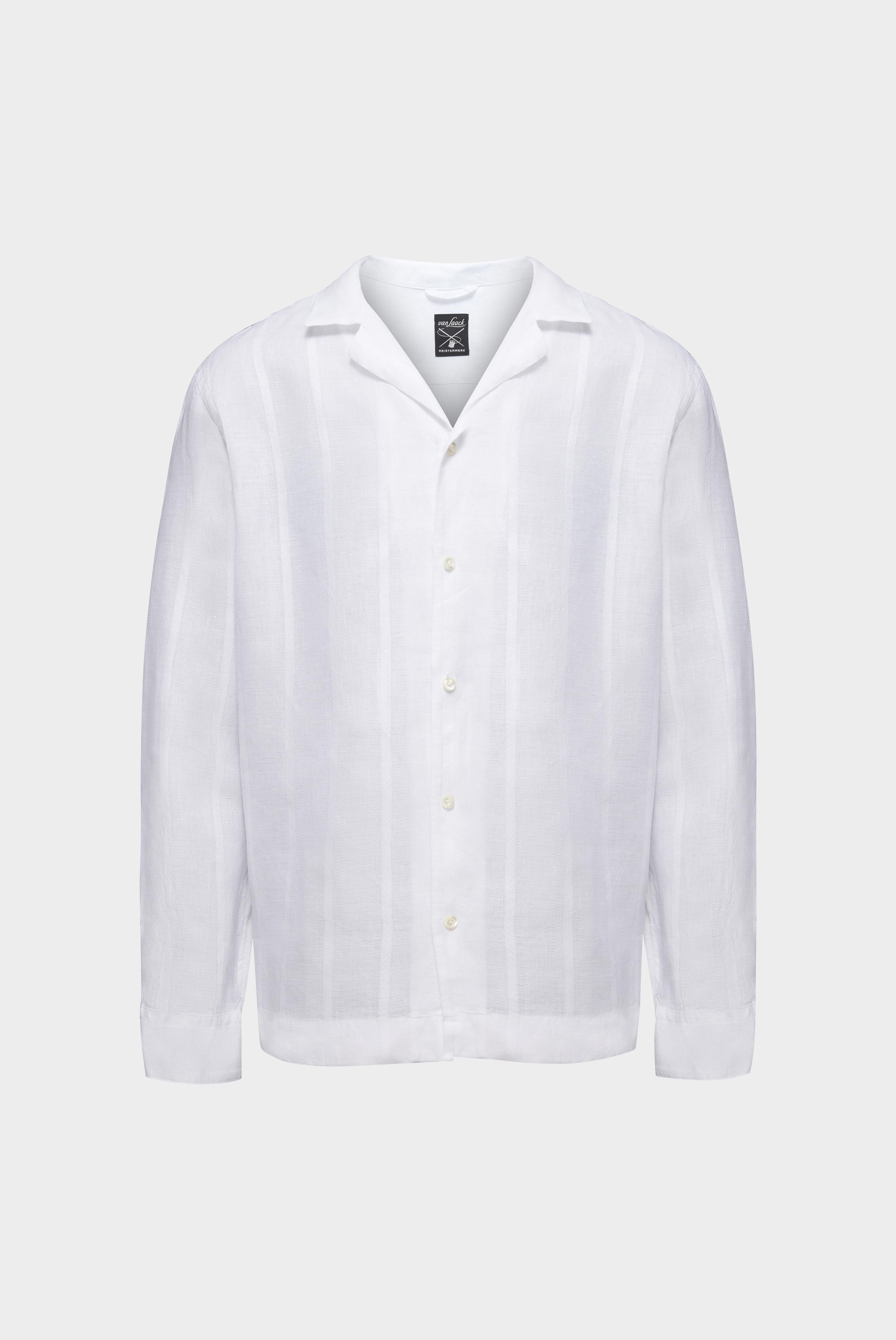 Casual Shirts+Long sleeve linen bowling shirt with jacquard stripes+20.2076.EB.155046.000.S