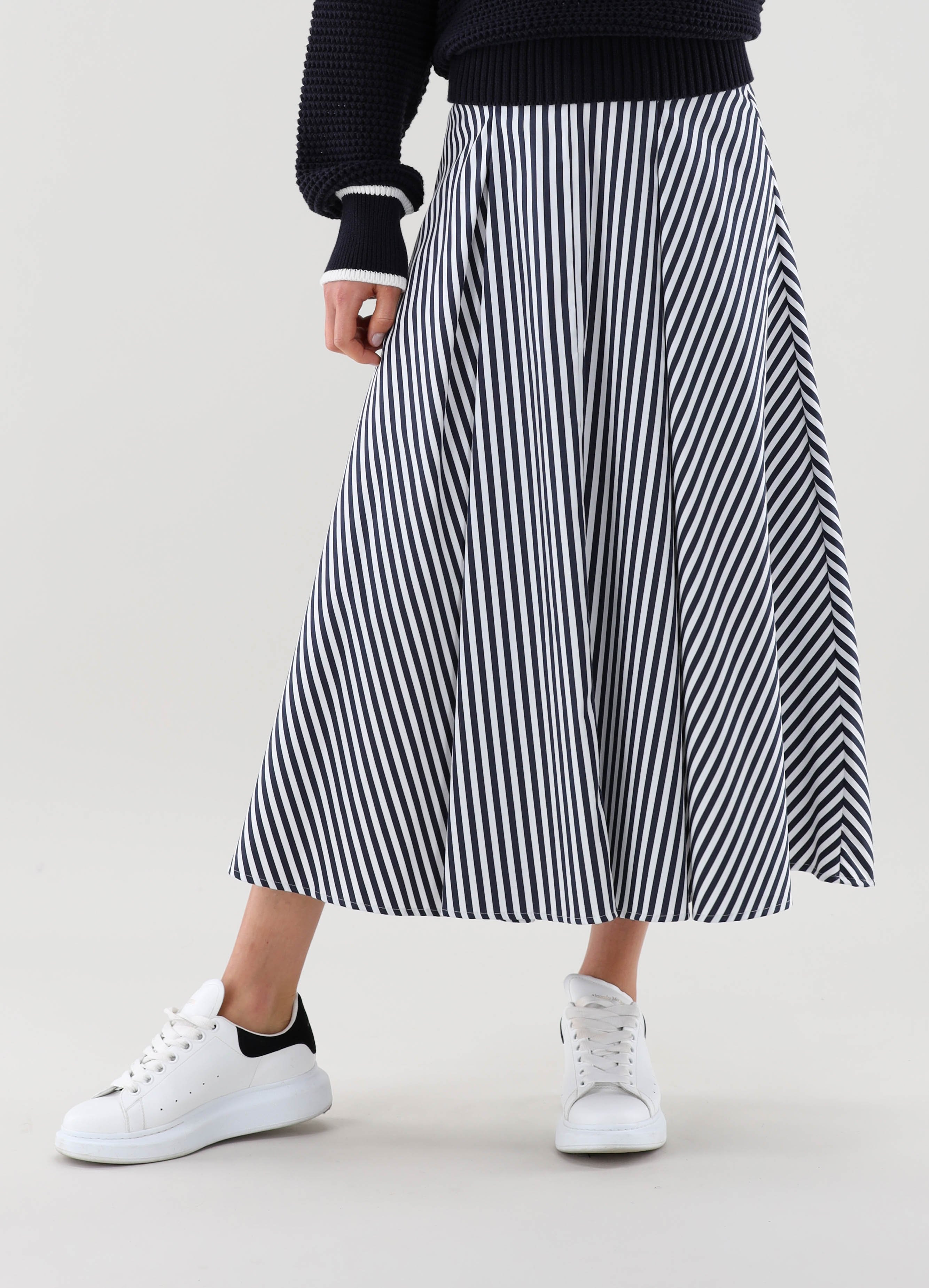 Skirt in Cotton Stretch with Stripe Pattern