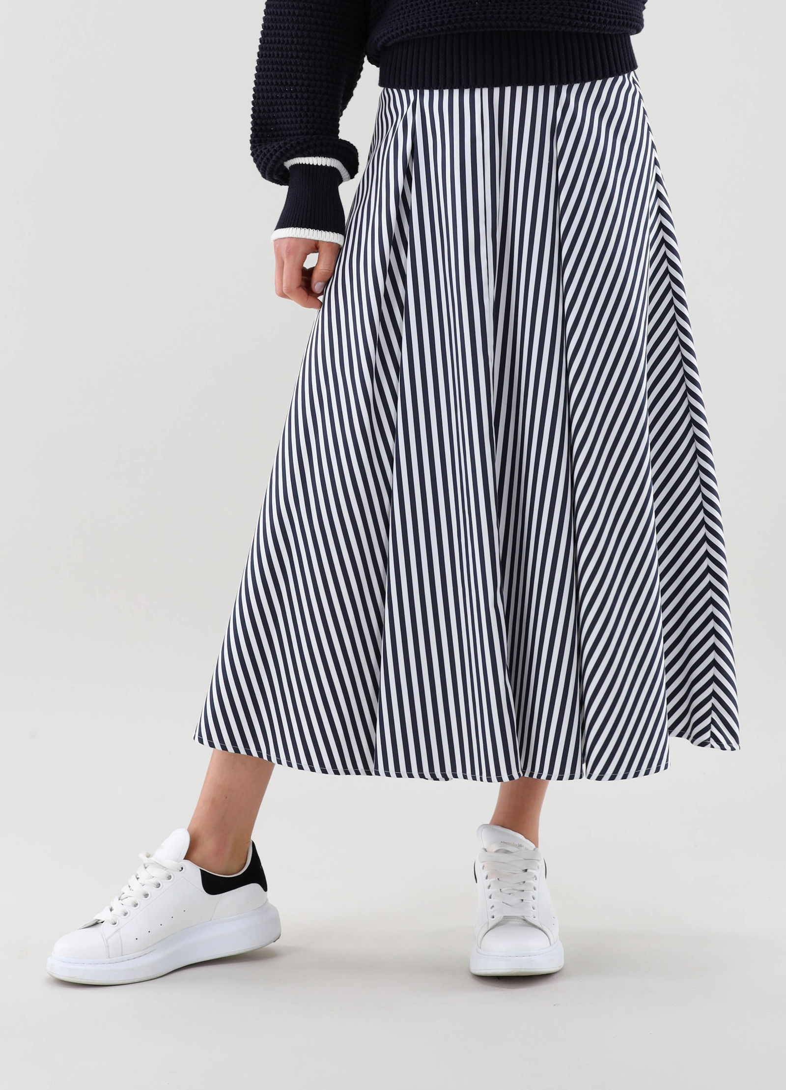 Skirt in Cotton Stretch with Stripe Pattern van Laack