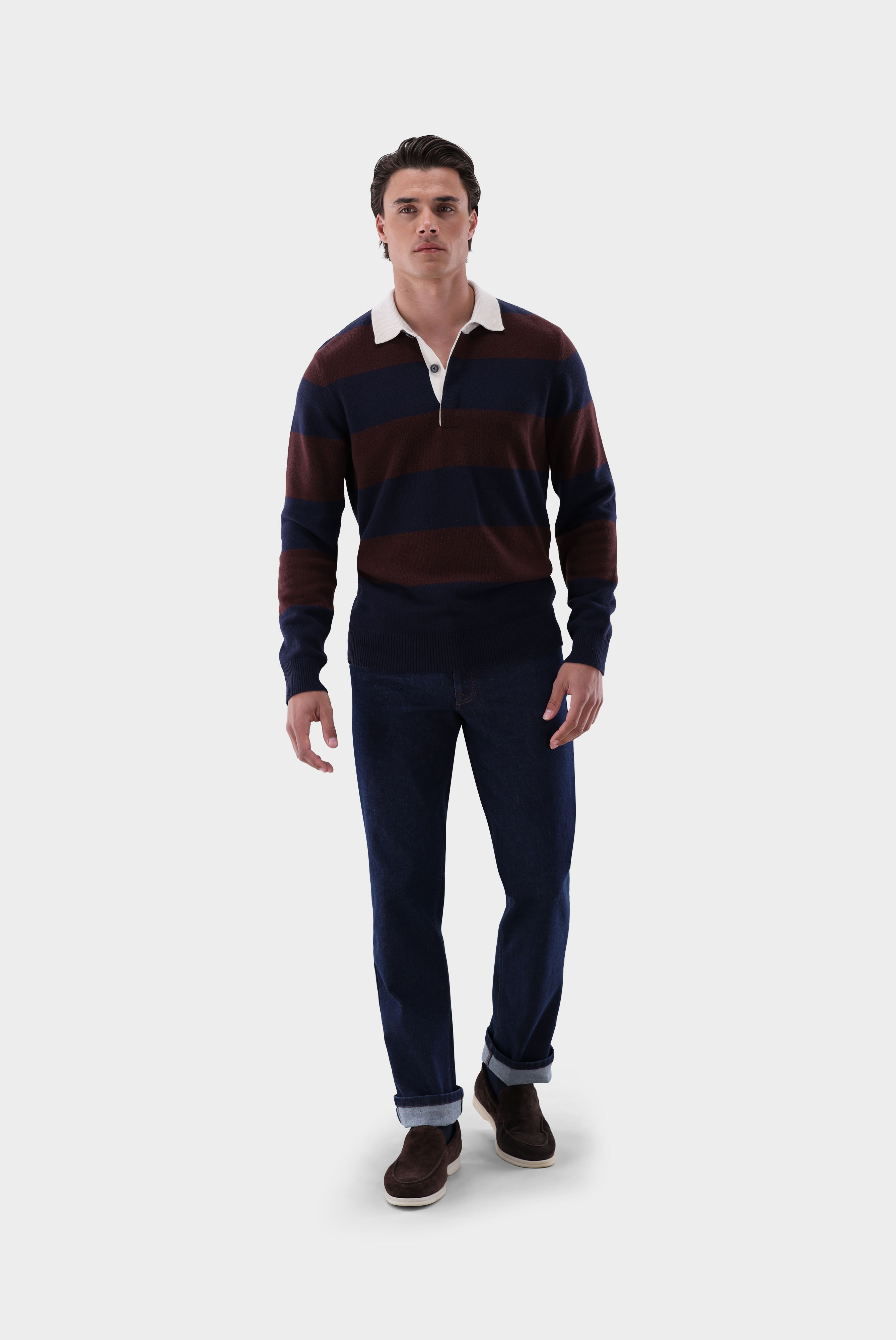 Rugbyshirt gestrickt mit Kaschmir günstig online kaufen
