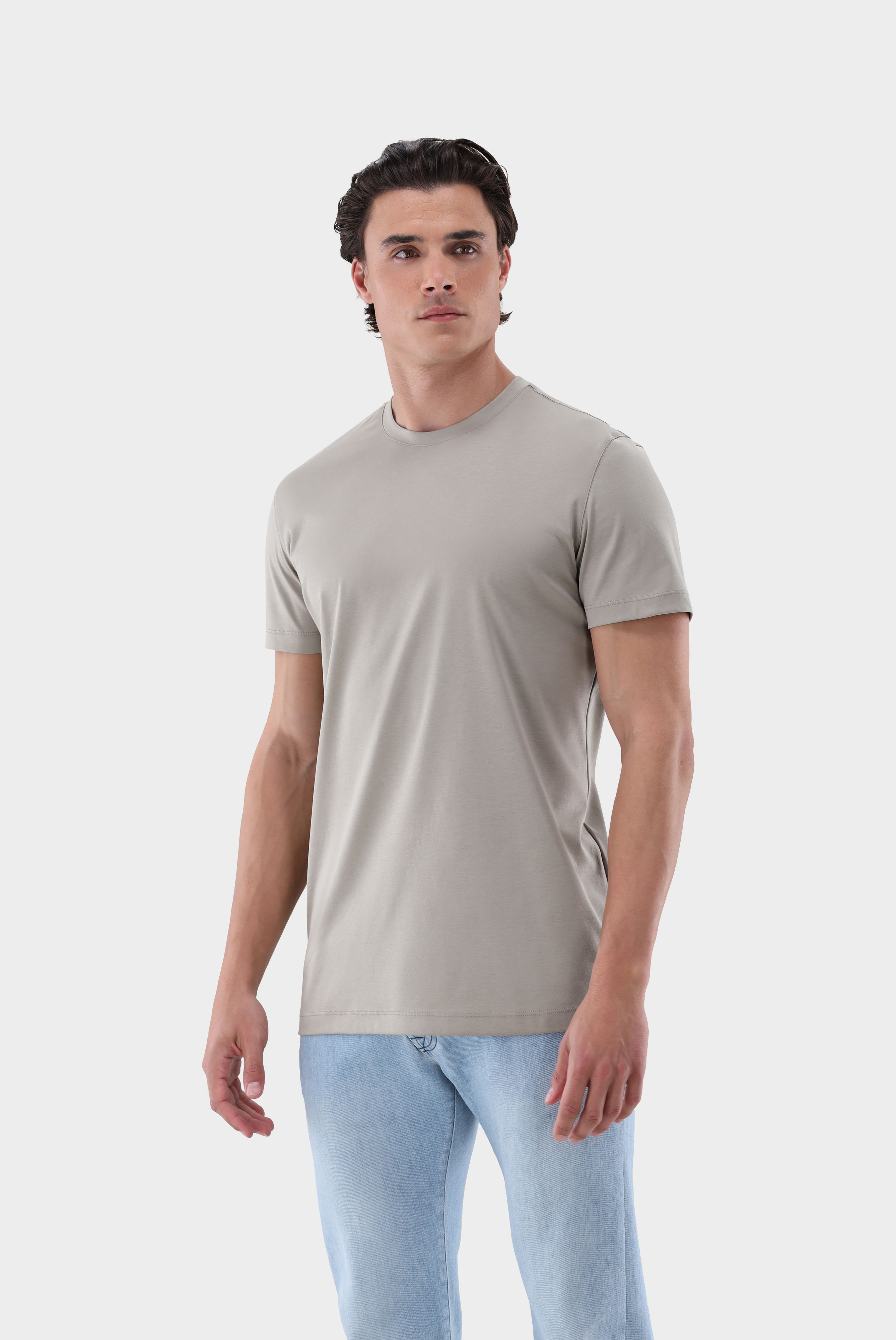 T-Shirt aus Schweizer Baumwolle mit Rundhals Slim Fit