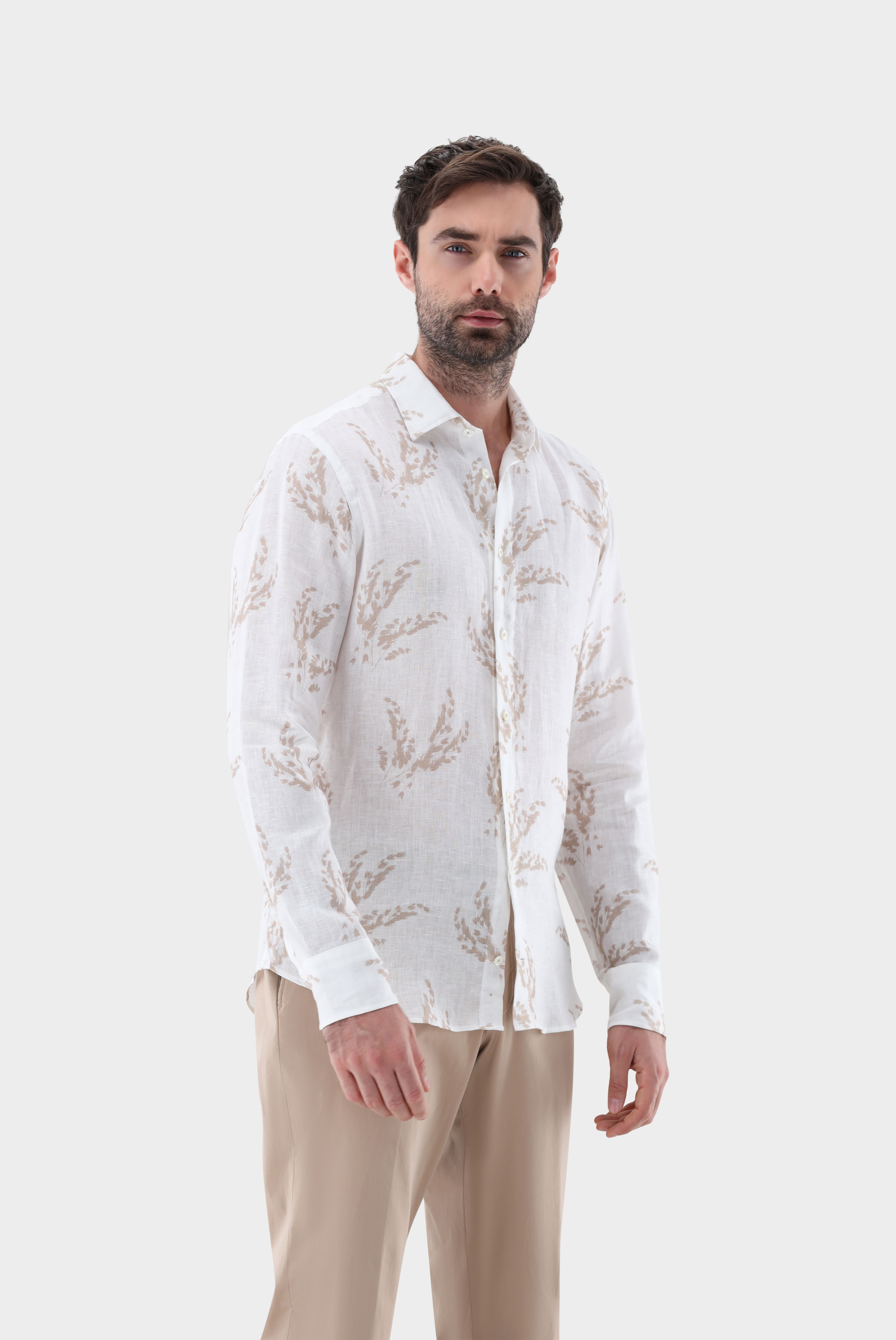 Leinen Hemd mit Druck Tailor Fit
