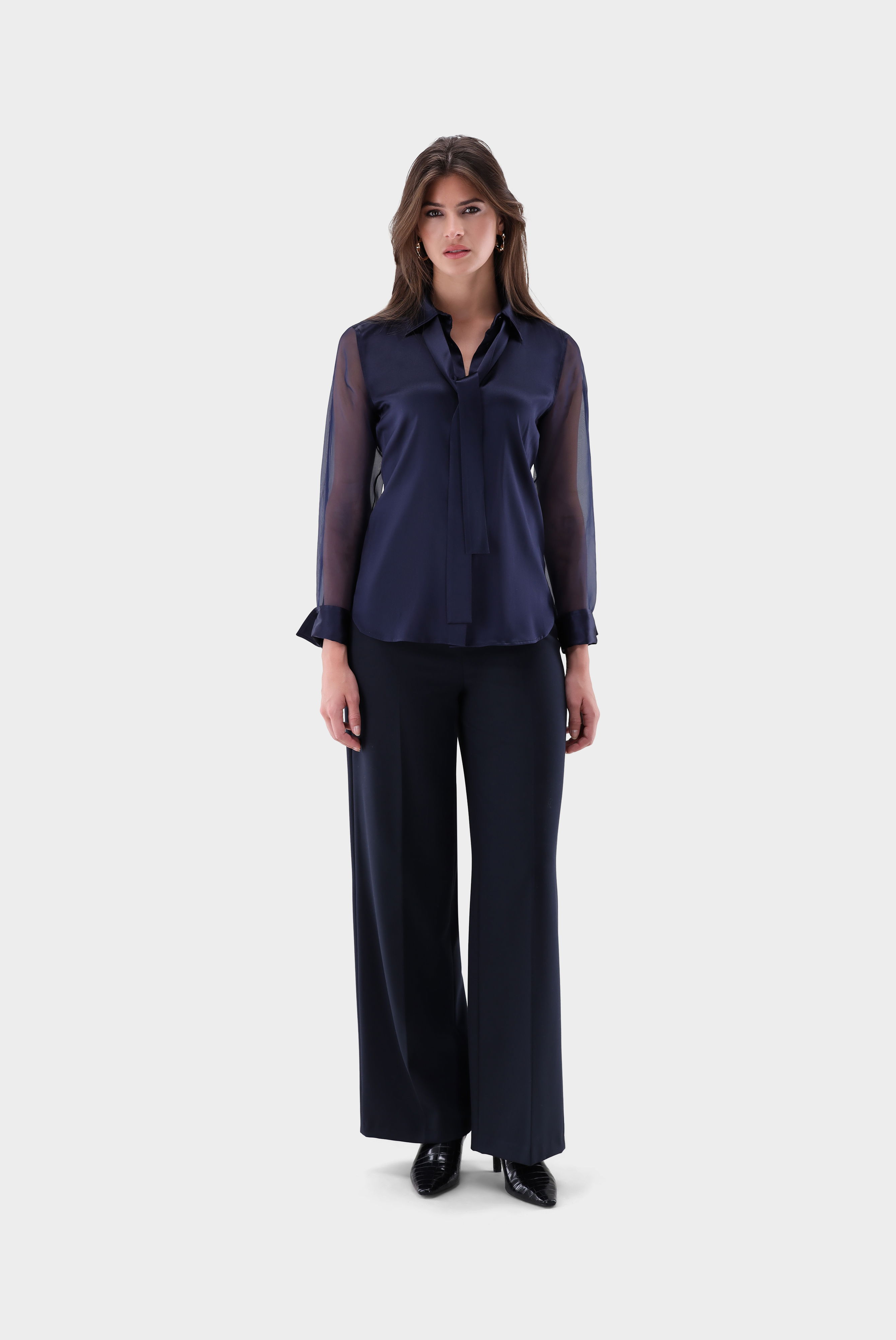 Seidenbluse mit Organza Ärmeln günstig online kaufen