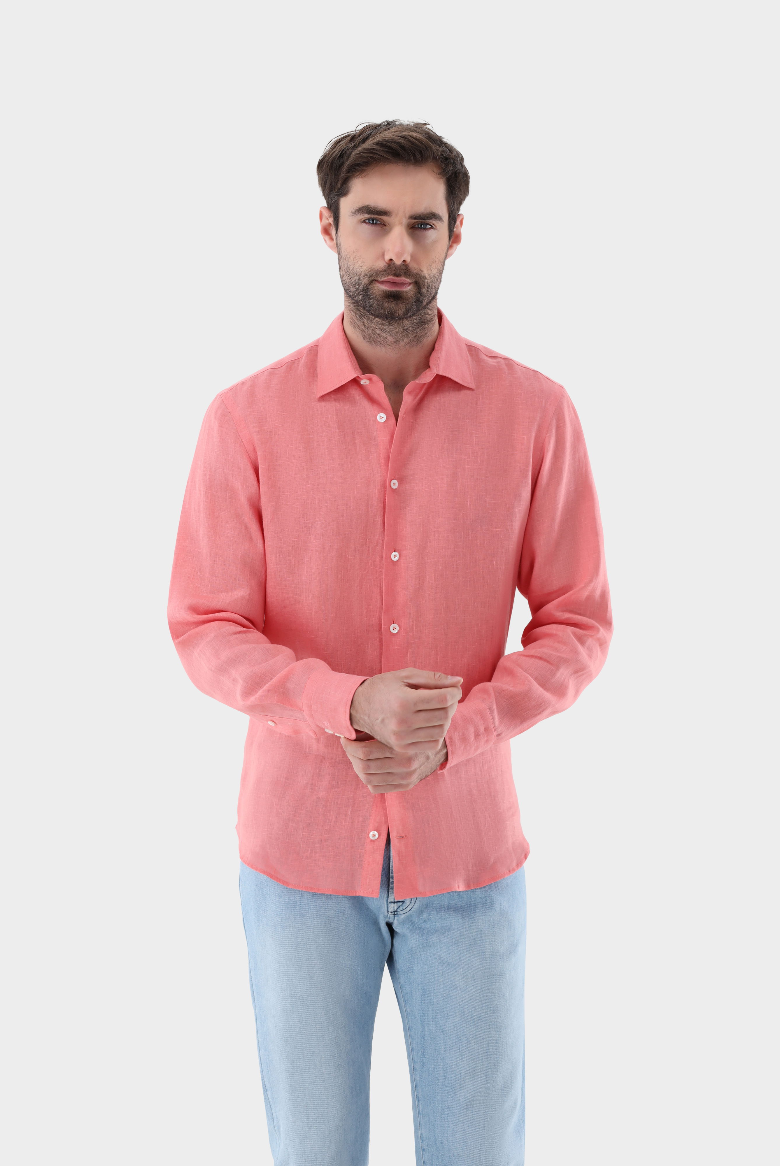 Leinenhemd mit Kent-Kragen Tailor Fit