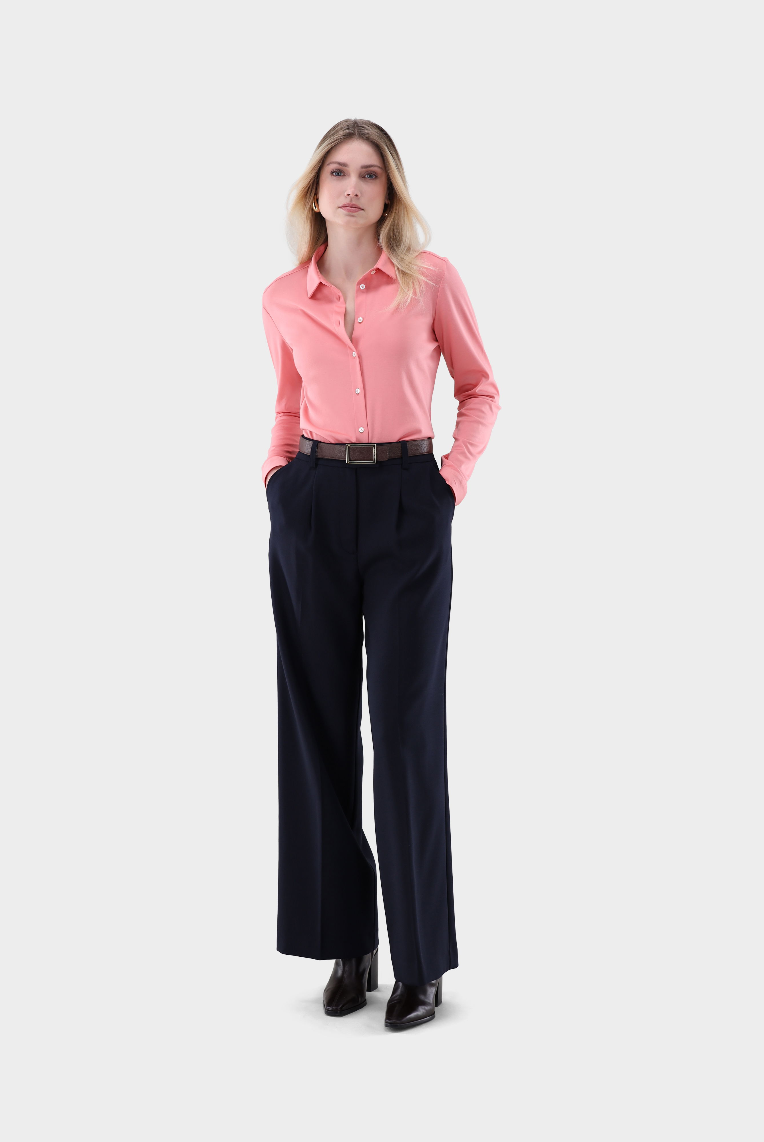 Hemdbluse aus Jersey Tailliert günstig online kaufen