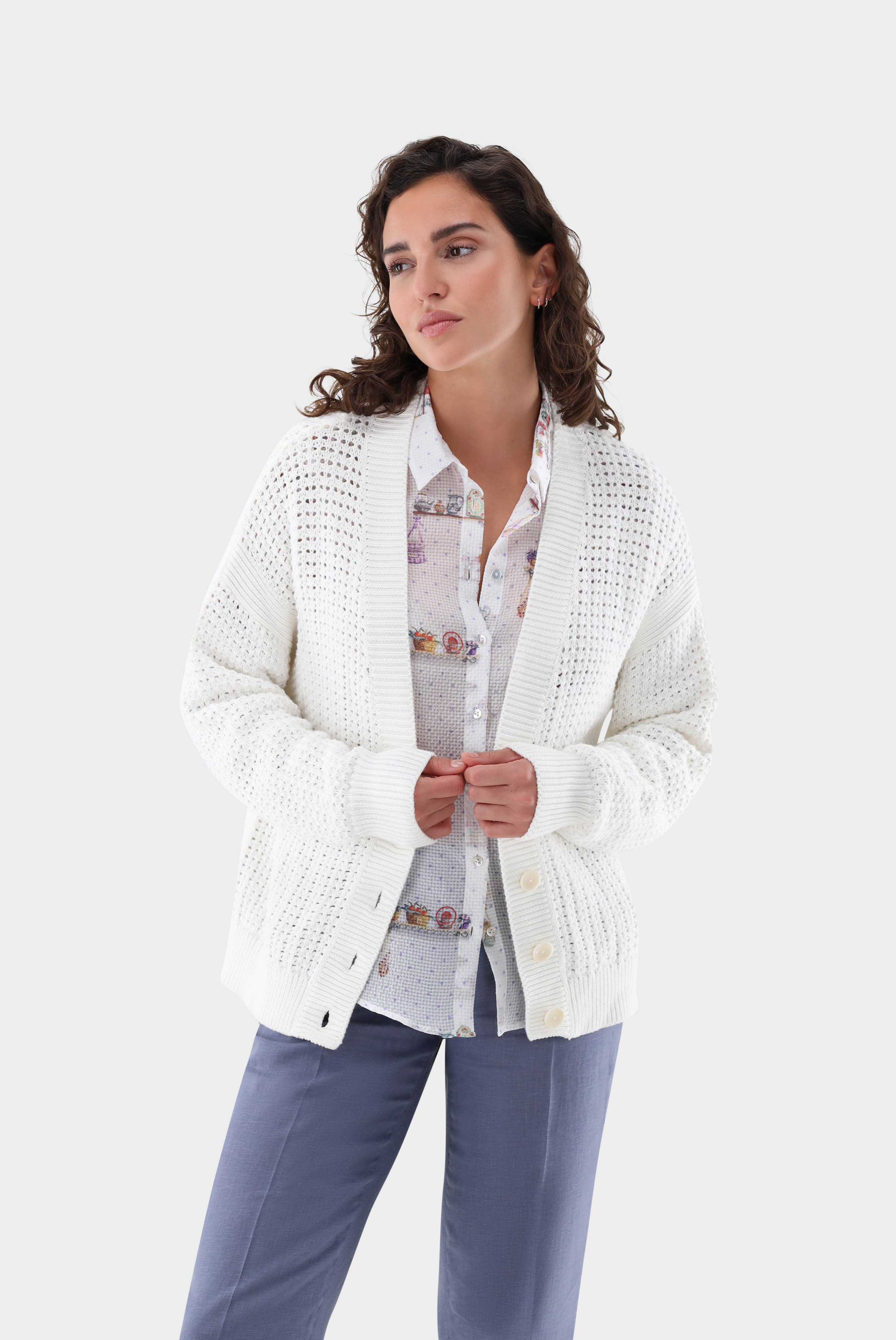 Sweaters & Cardigans+Organic Cotton Cardigan with  Cable Knit+09.9761..S00261.100.S