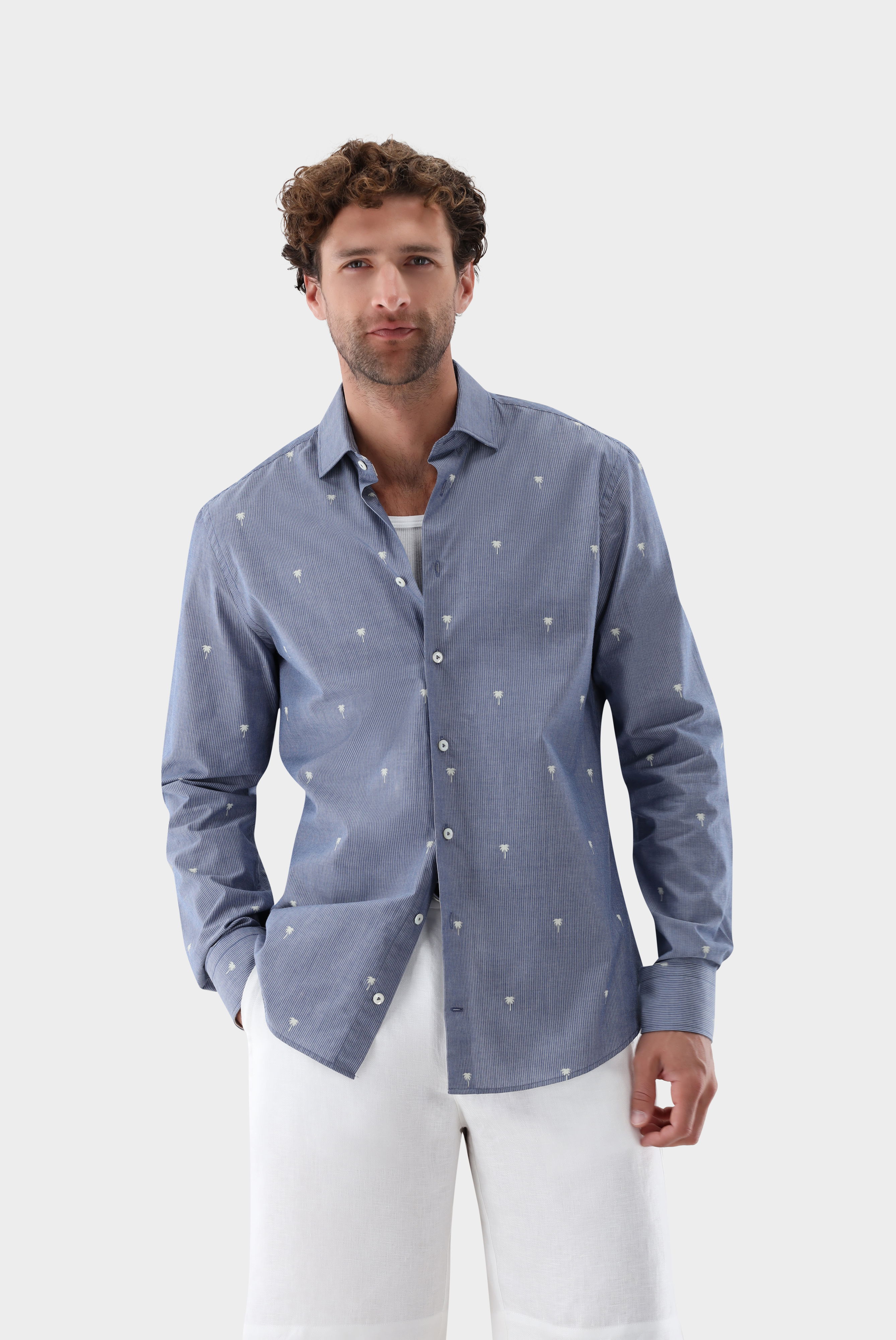 Striped shirt with palm print