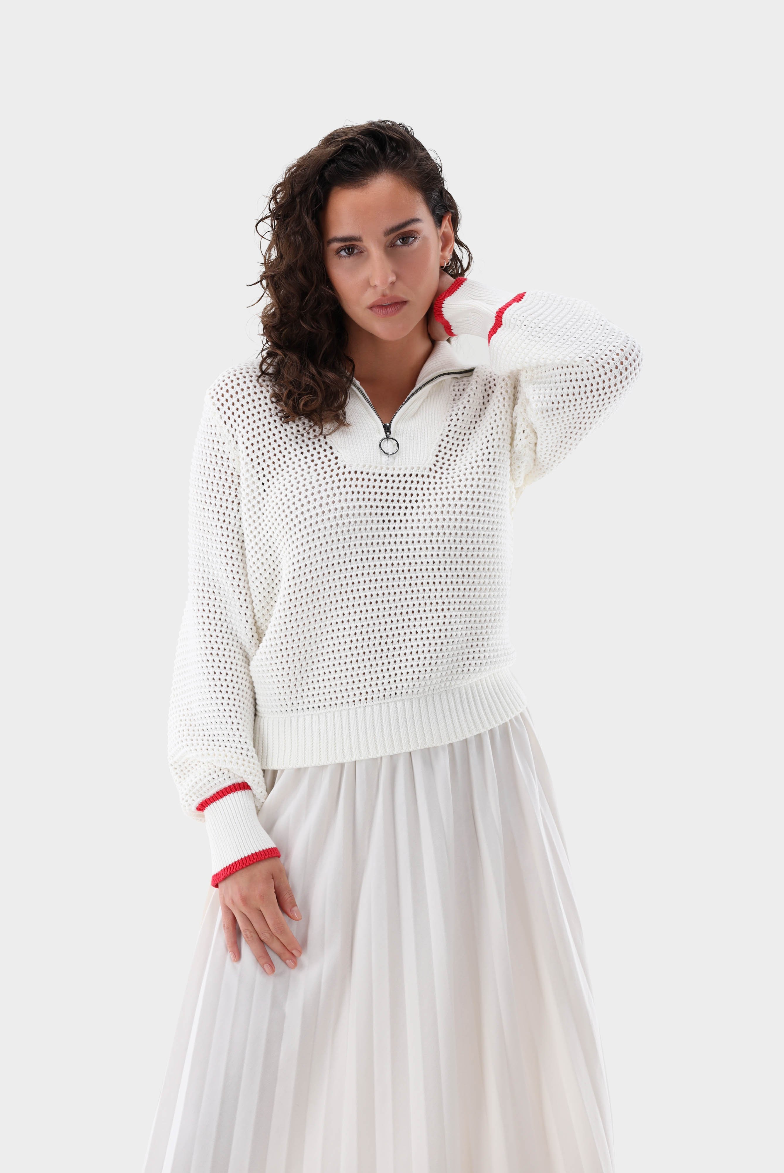 Sweaters & Cardigans+Structured cotton troyer+09.9760..S00260.100.XS