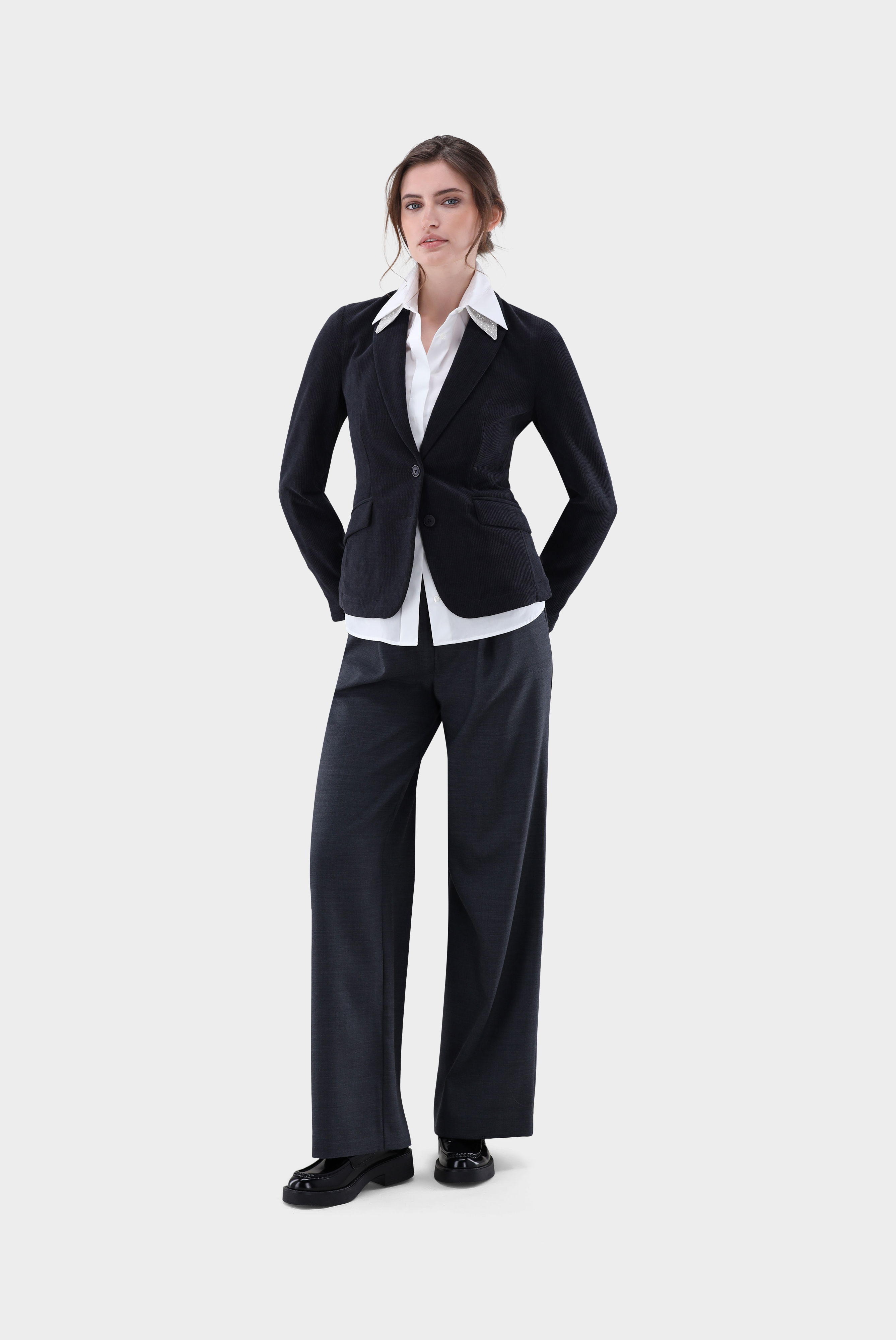 Gerippter Blazer aus Samt Tailliert günstig online kaufen