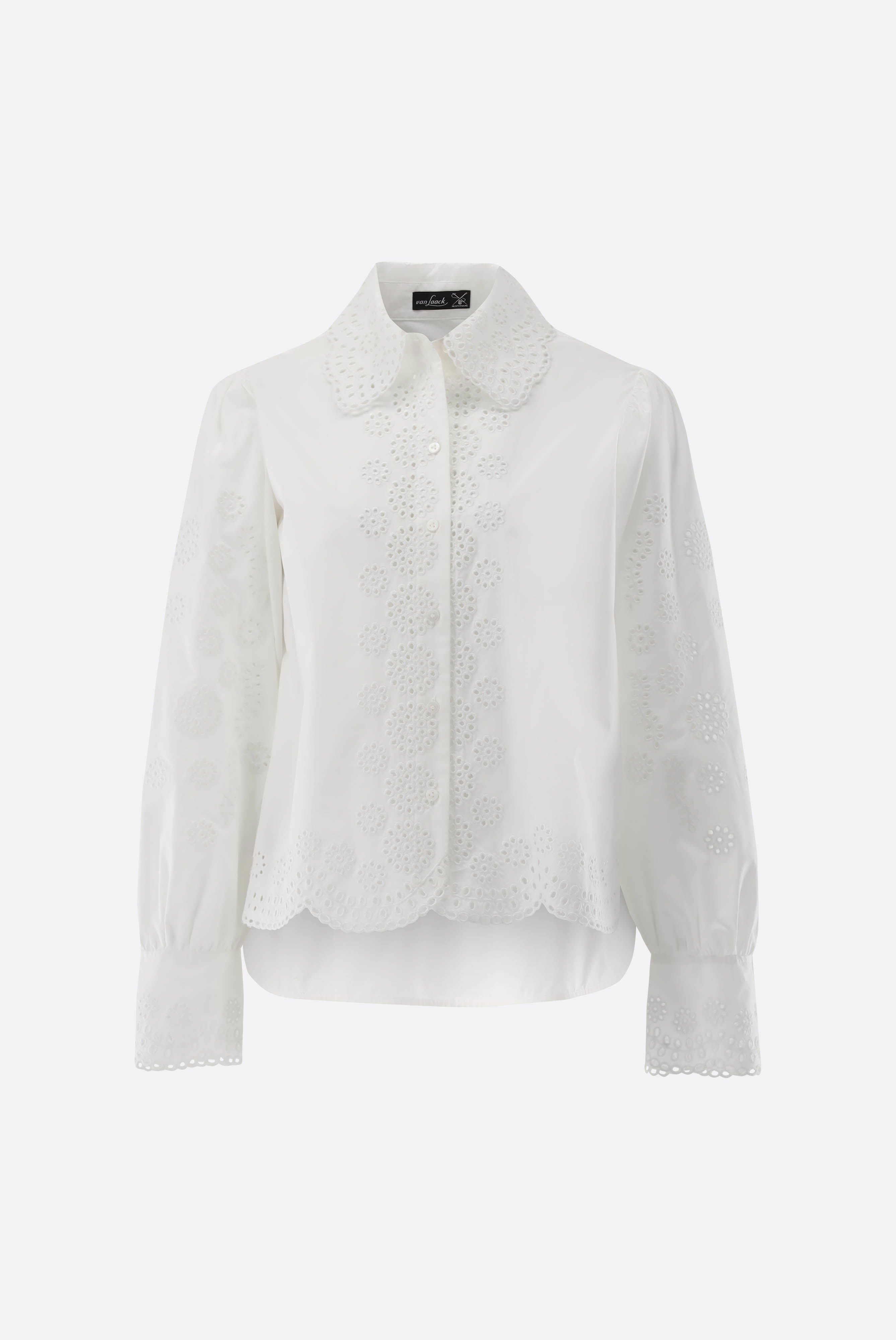 Cropped Hemdbluse mit Lochstickereien