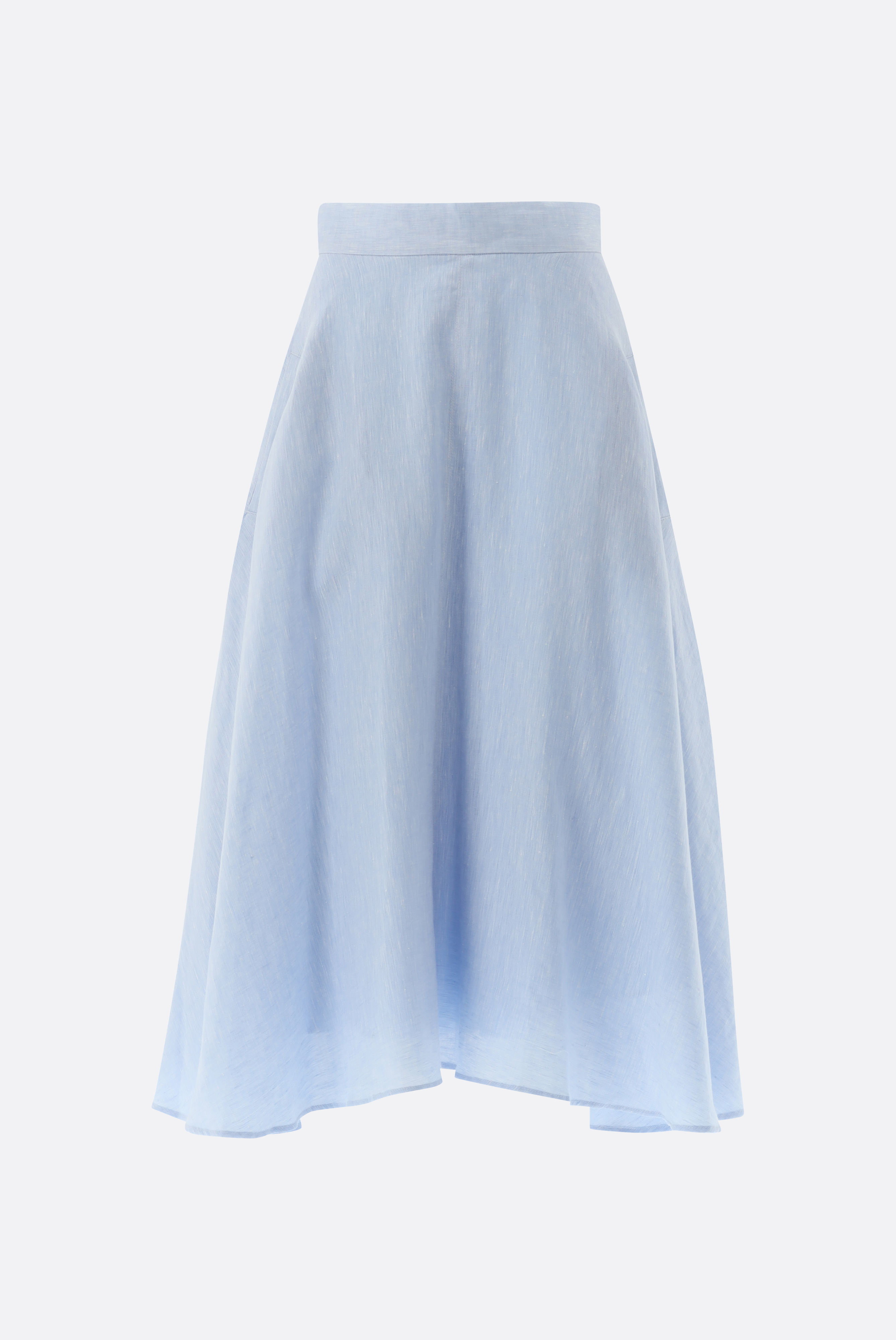 Midirock aus Leinen mit Eingrifftaschen