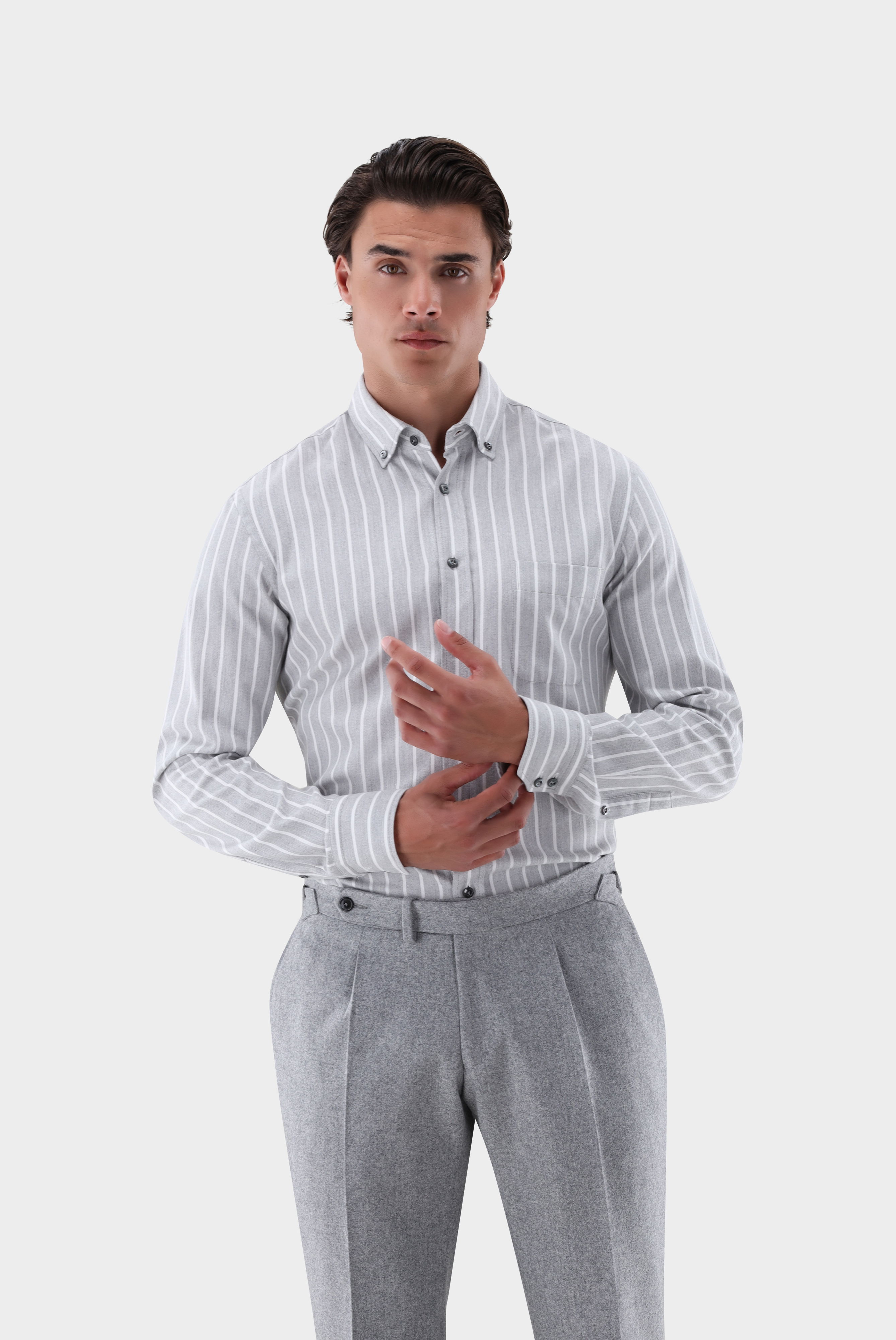 Flanellhemd mit Button Down Kragen Tailor Fit