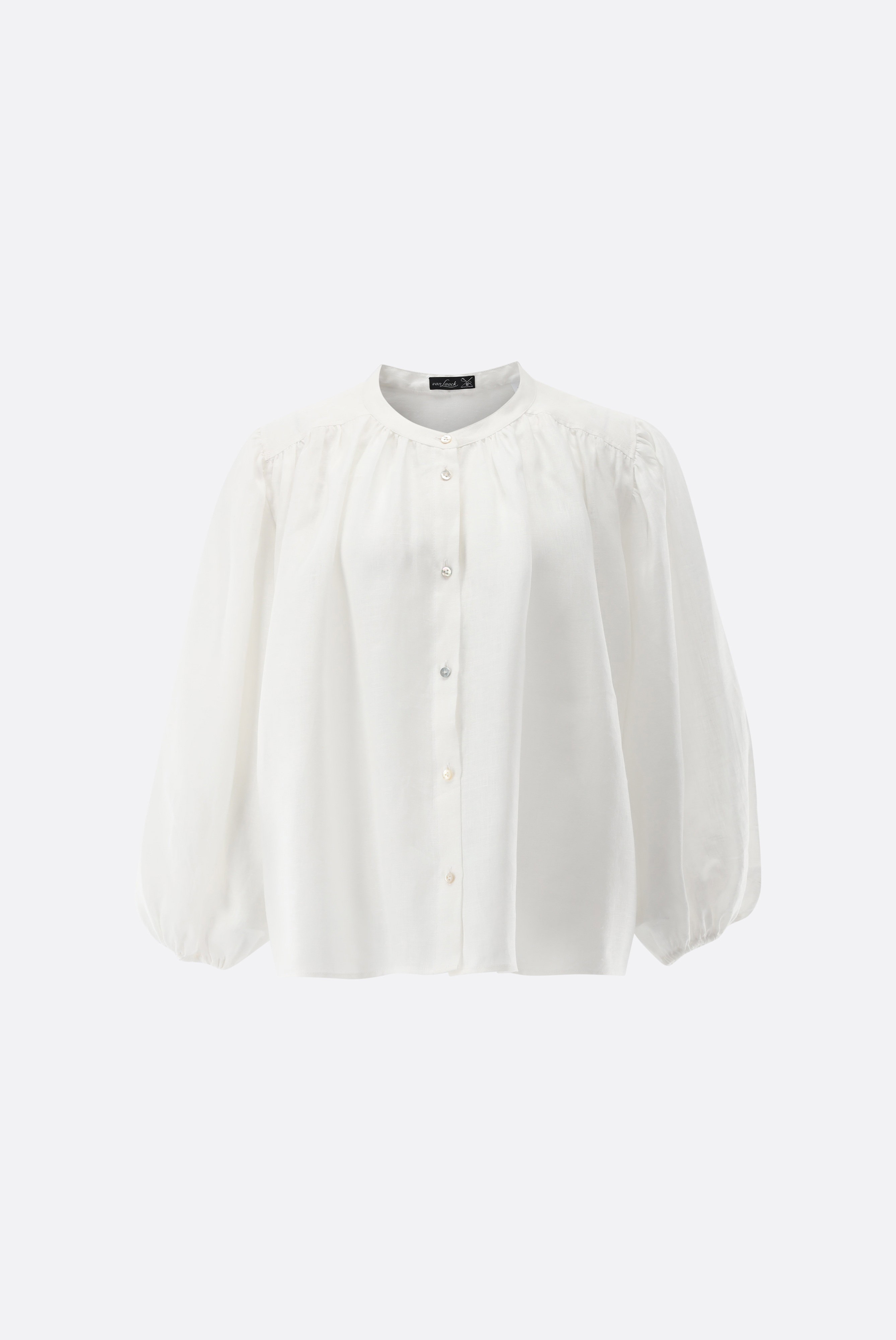 Leinenbluse Loose Fit mit geraffte Schultern