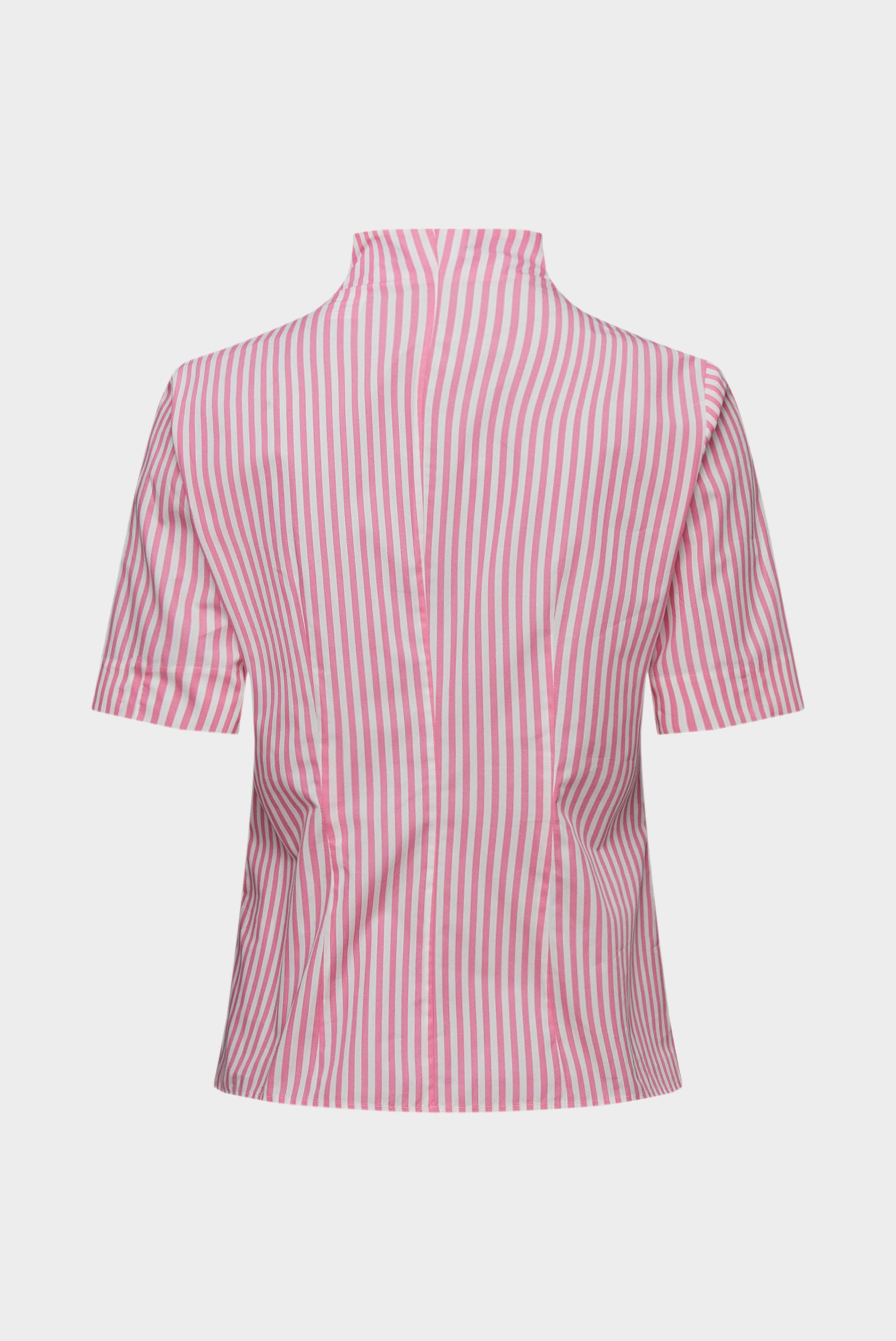 Striped cup-collar blouse in cotton poplin