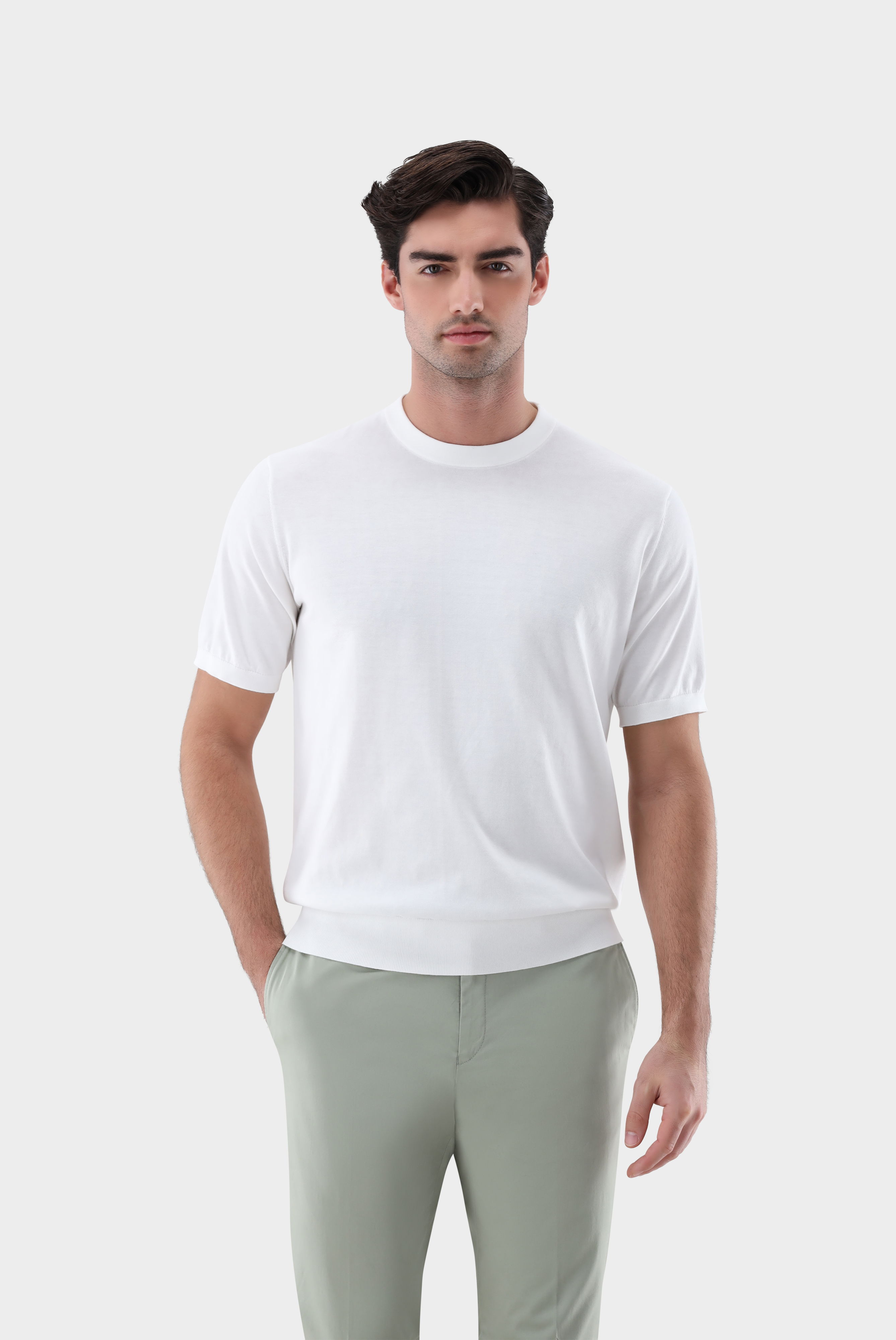 Strick T-Shirt mit Baumwolle und Seide