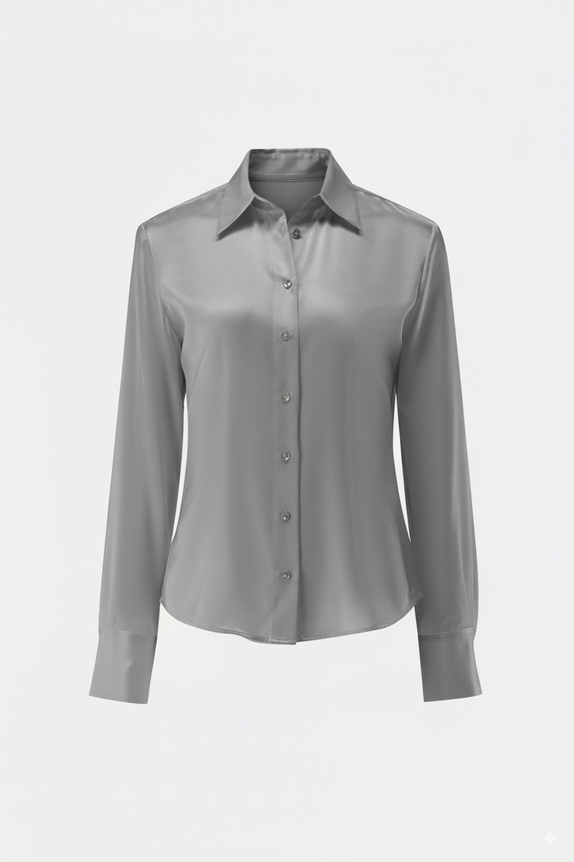 Hemdbluse tailliert aus Seidensatin-Stretch günstig online kaufen