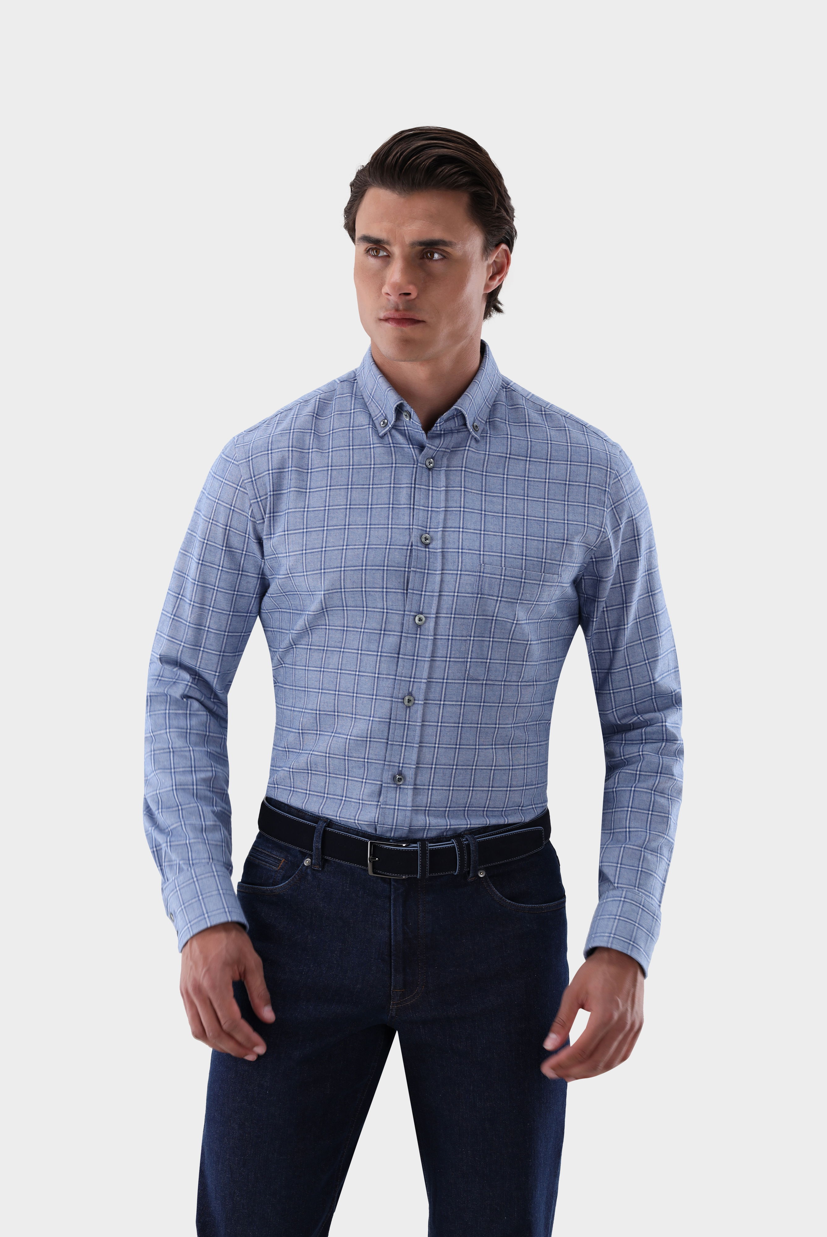 Flanellhemd mit Karomuster Tailor Fit