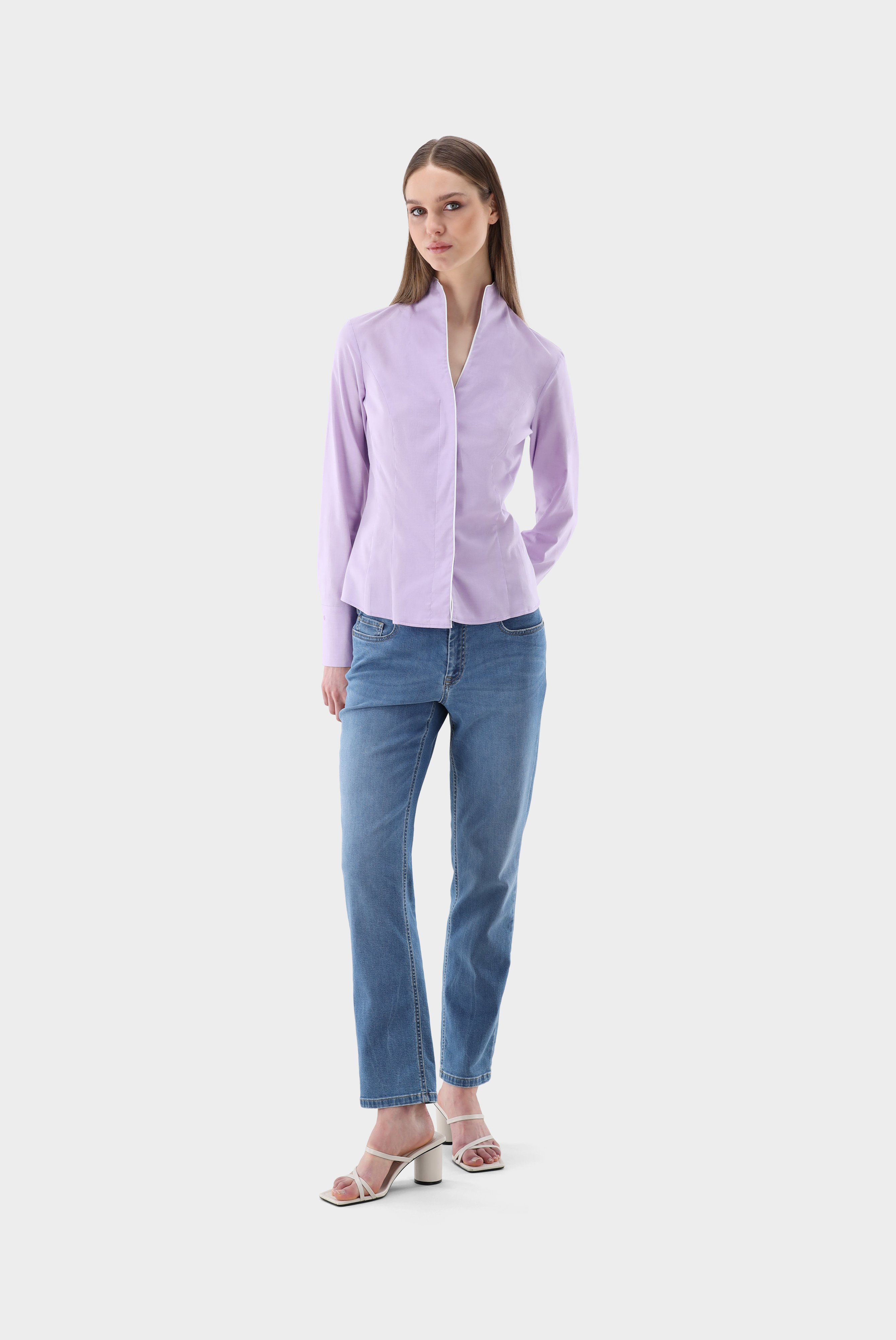 Business Blouses+Wrinkle-free Chalice Collar Blouse in Cotton Stretch+05.3612.D4.150272.610.32