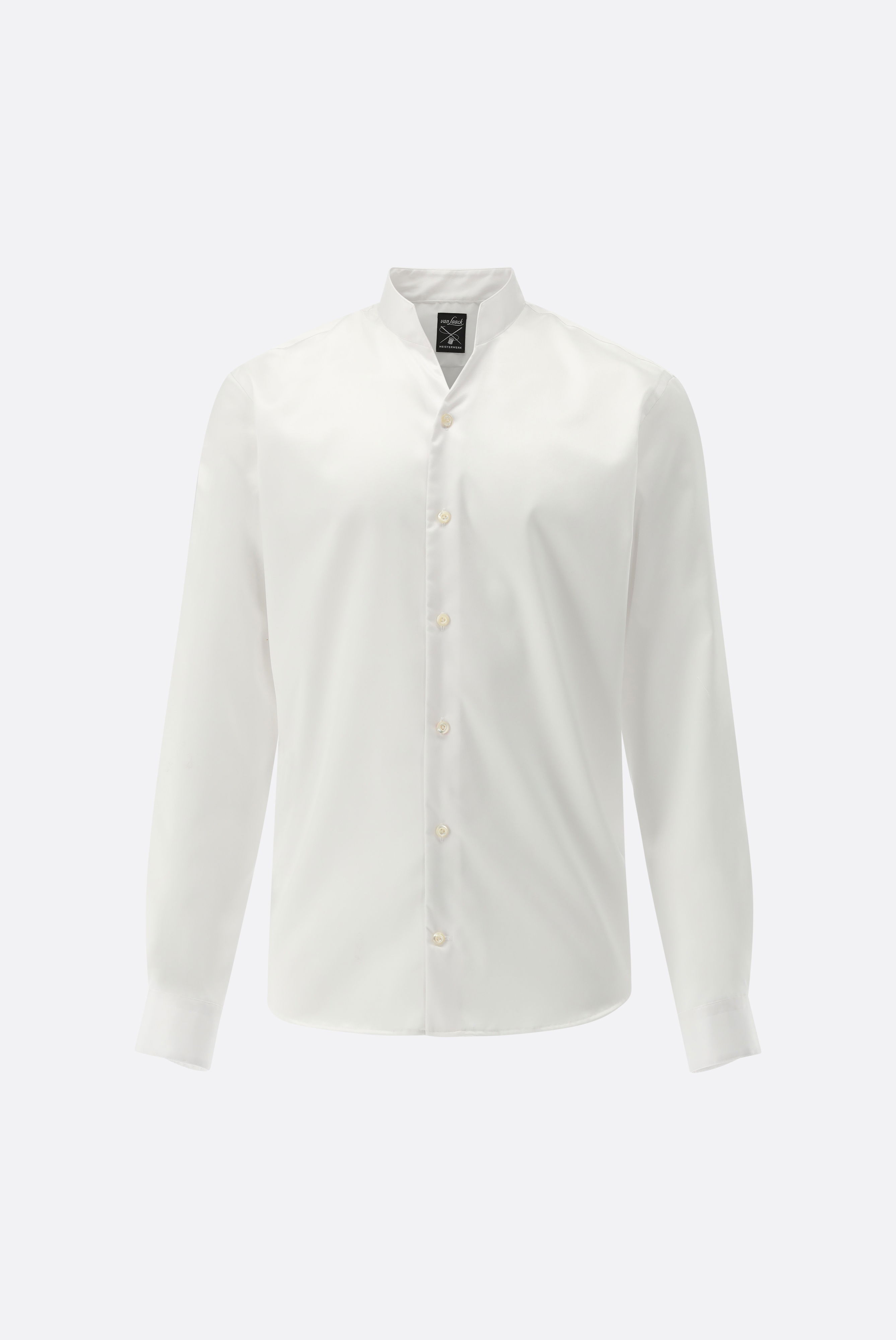 Stand-up collar shirt made in wrinkle free twill
