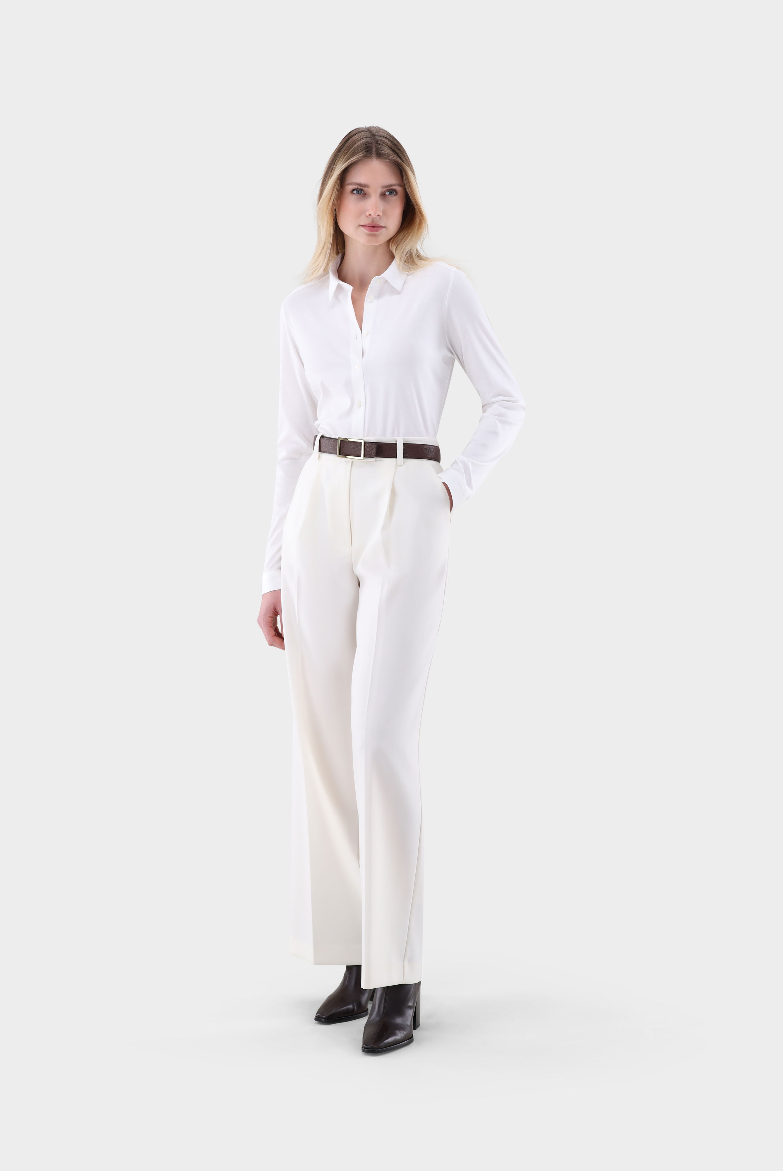 Taillierte Jersey Hemdbluse günstig online kaufen