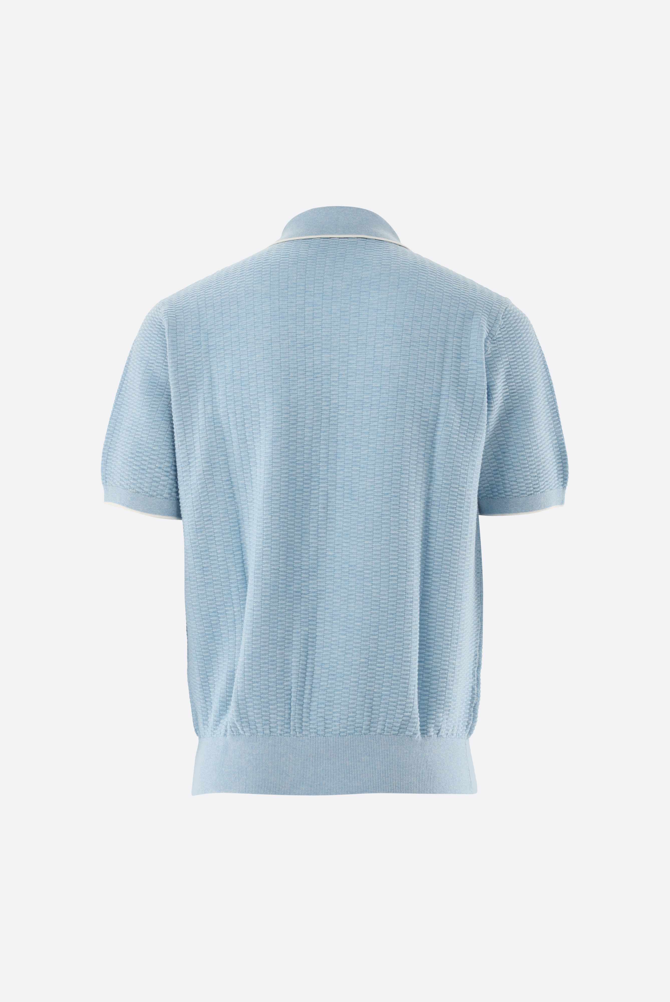 Strick Poloshirt mt Kaschmir und Jacquard Struktur günstig online kaufen