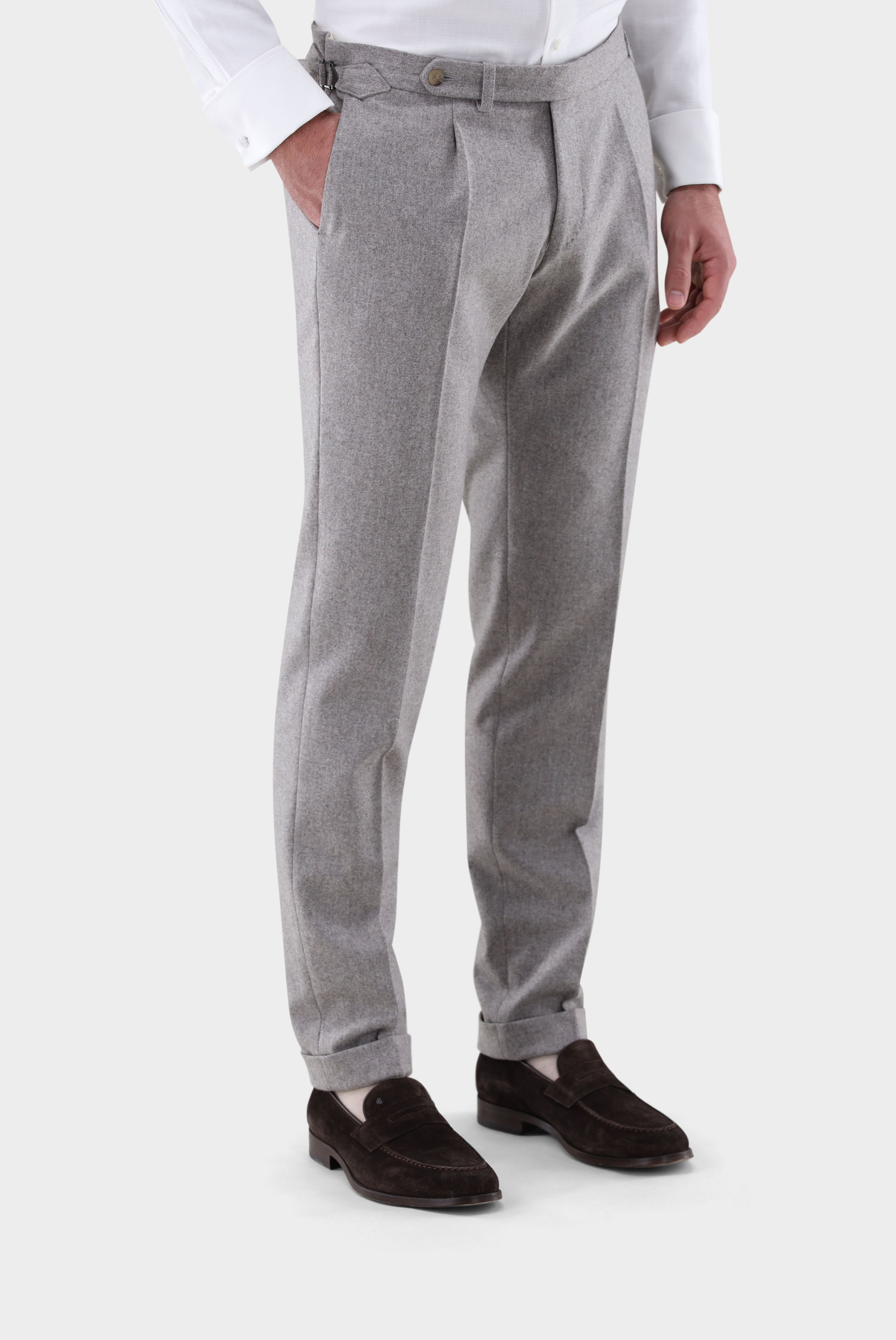 Hose aus Woll-Flanell mit Bundfalte