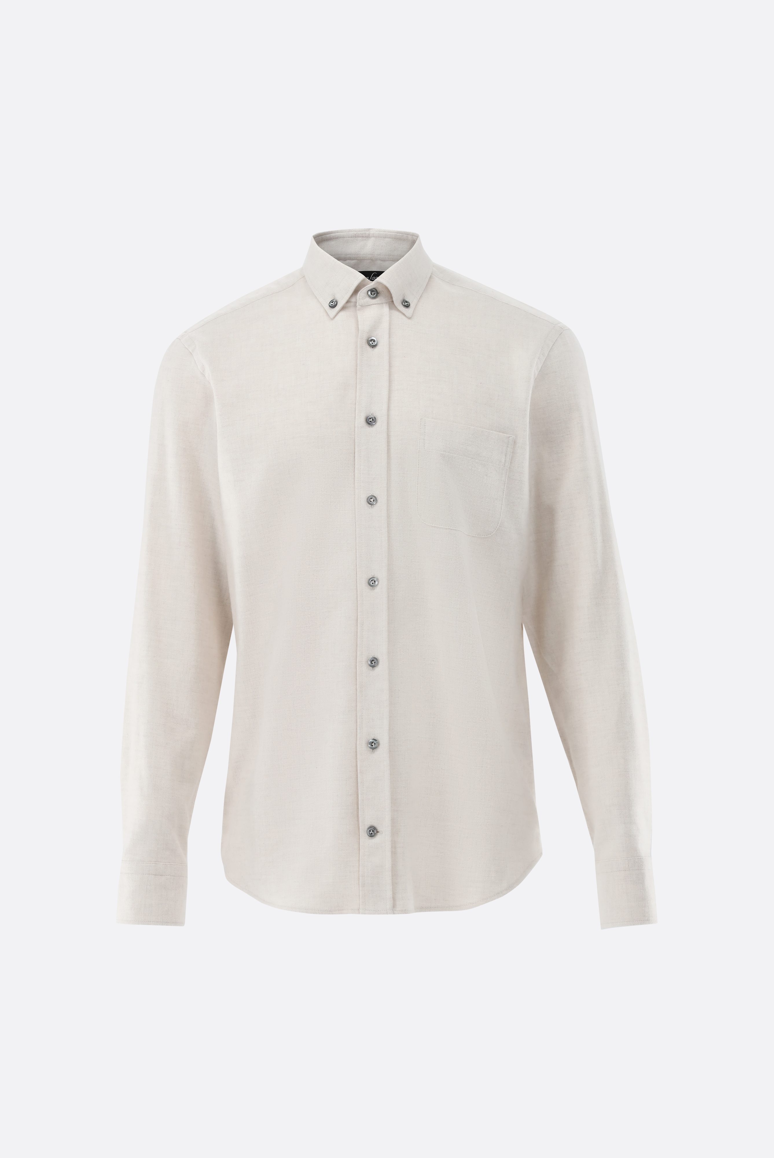Flannel shirt with button-down collar