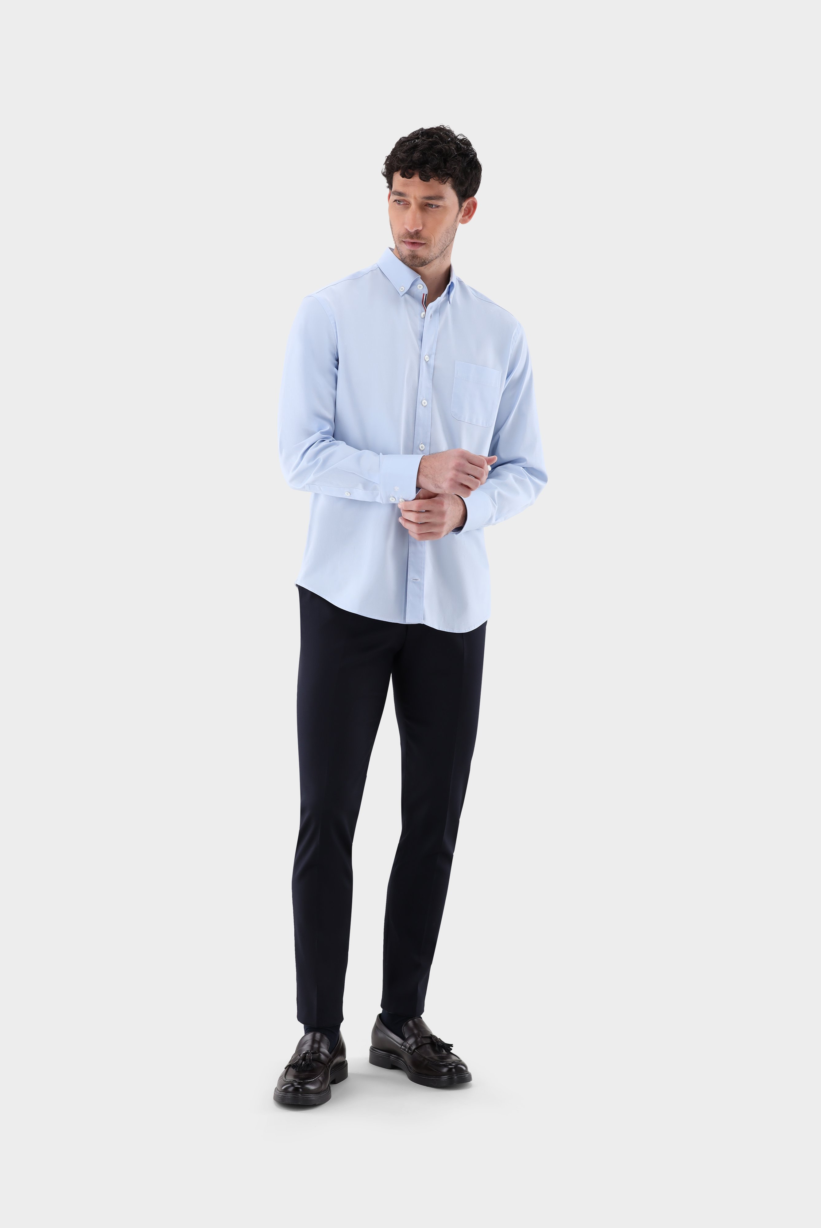 Casual Shirts+Button-down shirt with contrast band tailor fit+20.2013.C5.150272.720.38