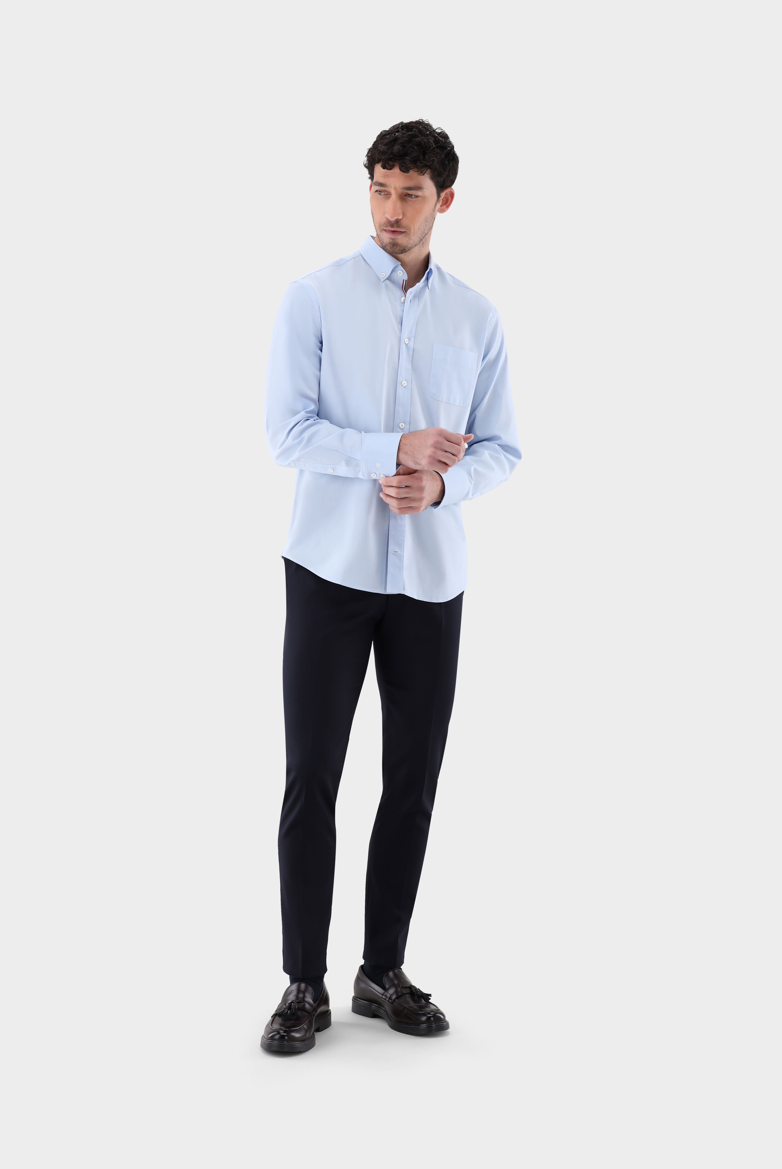 Button-Down Hemd mit Kontrastband Tailor Fit günstig online kaufen