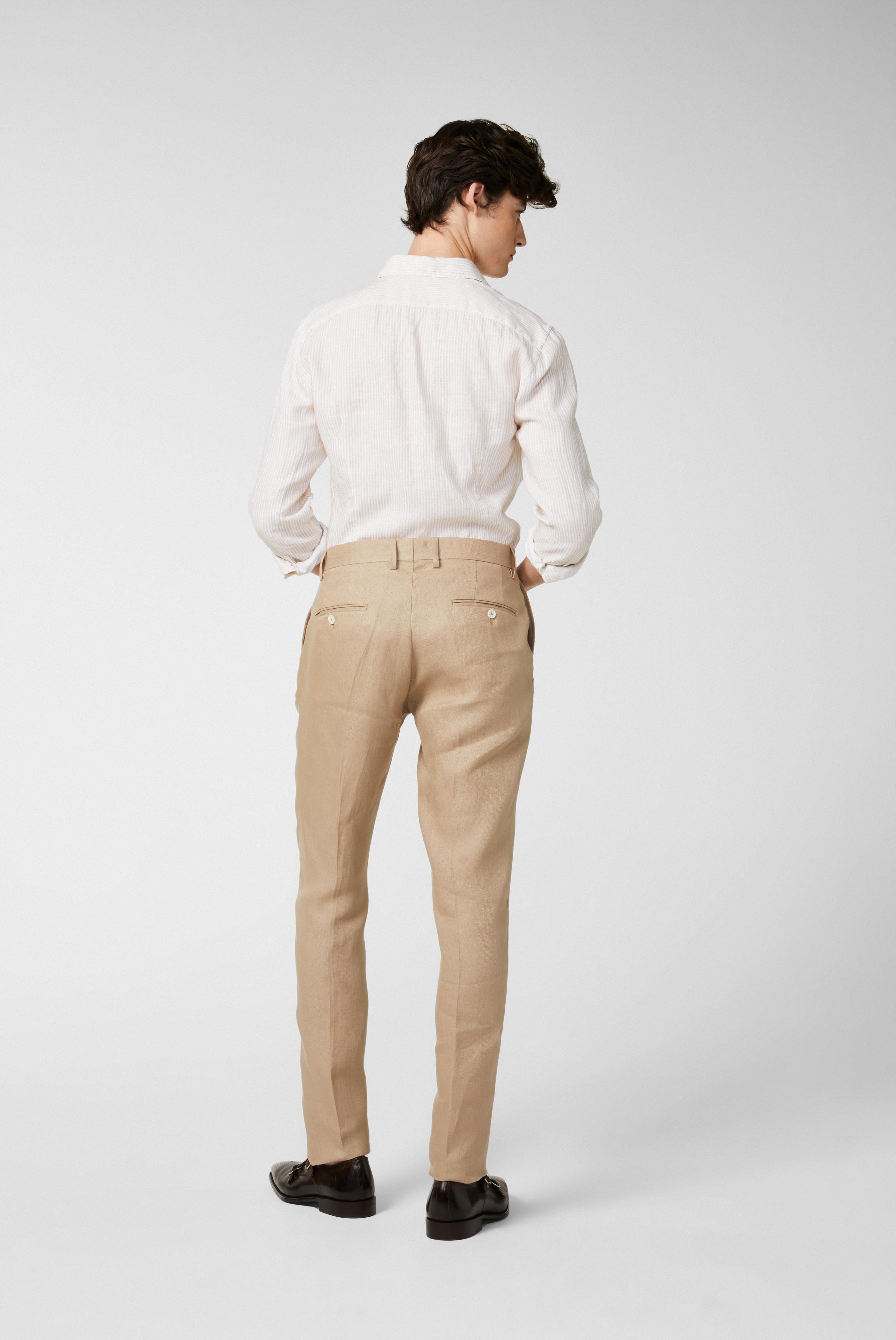 Jeans & Hosen+Slim-Fit-Hose aus Strukturiertem Leinen Beige+80.7854.16.H55045.130.46