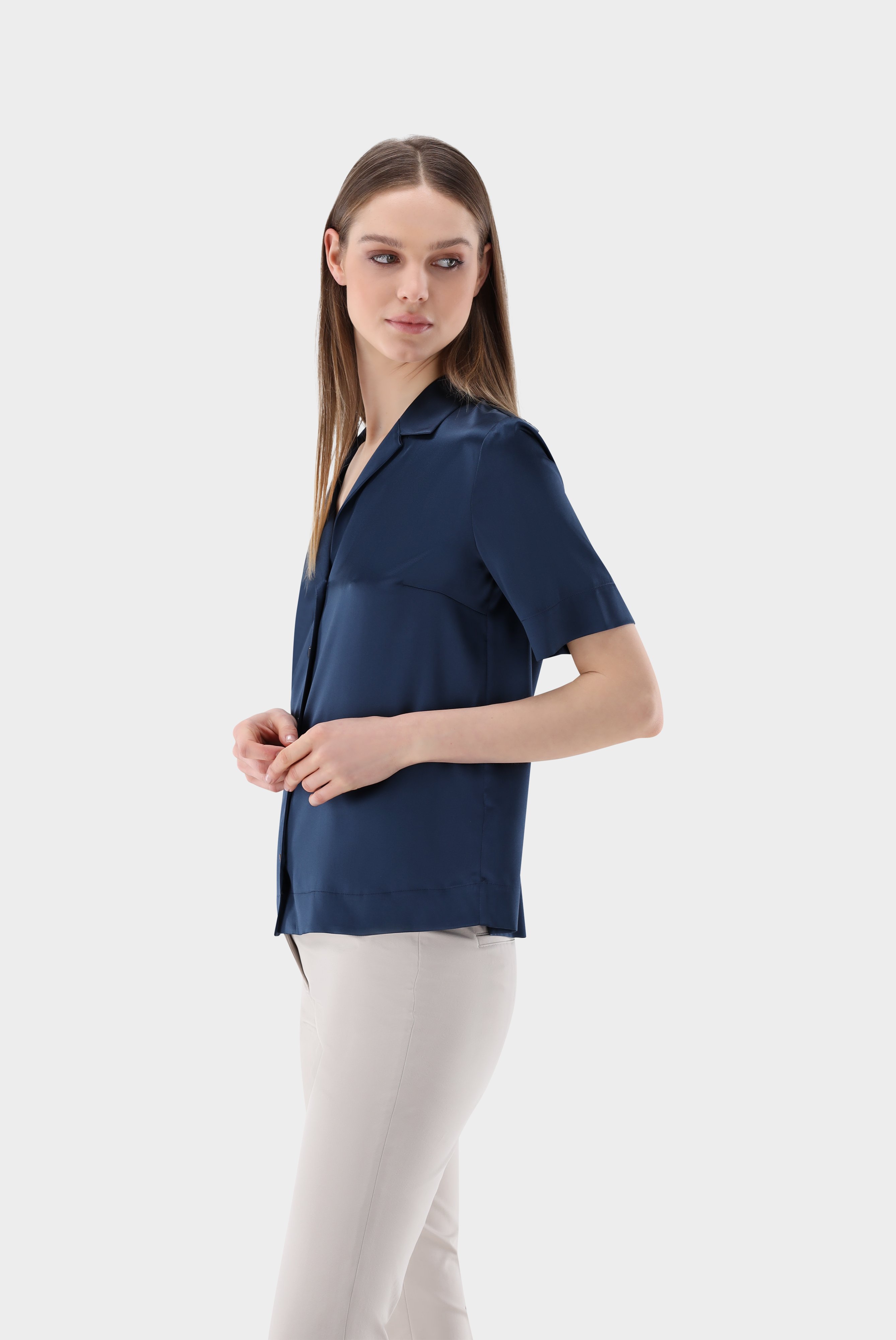 Blouse with Camp Collar