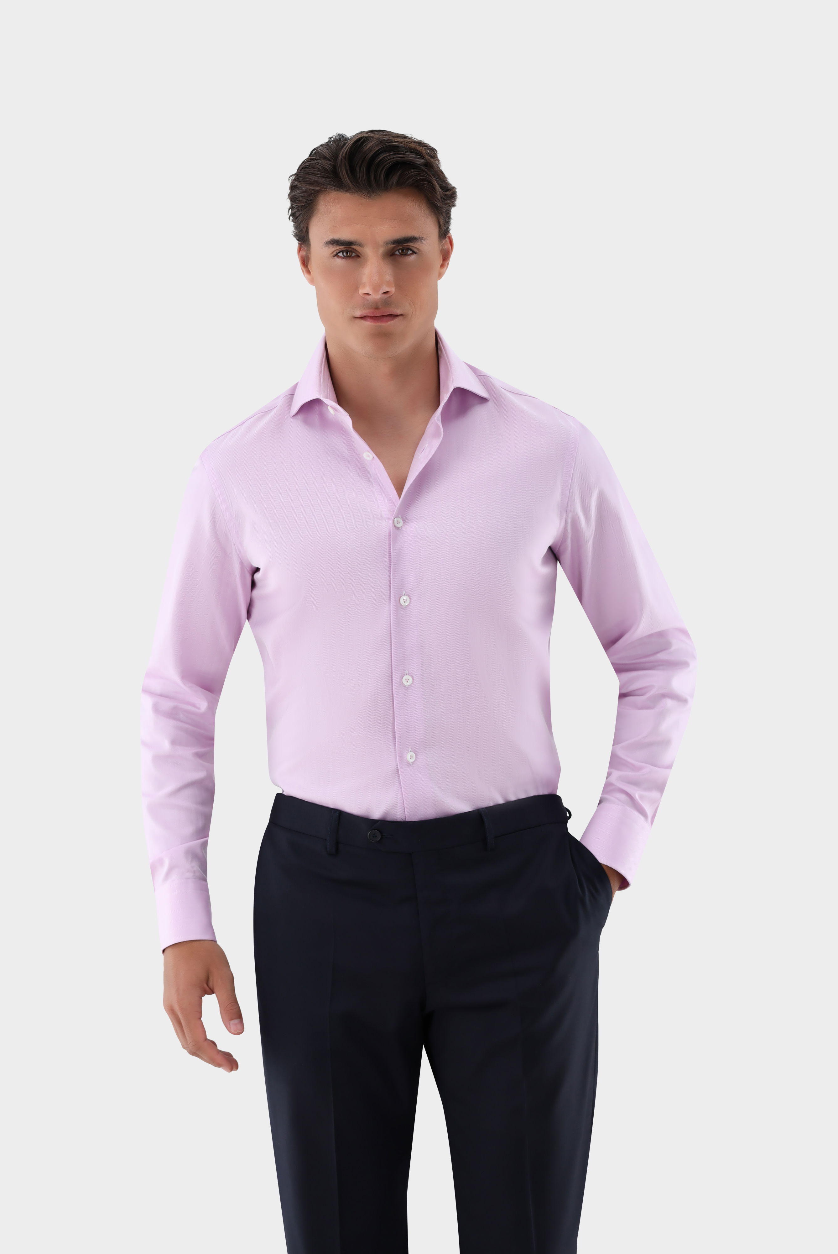 Twill-Hemd mit Fischgrat Tailor Fit