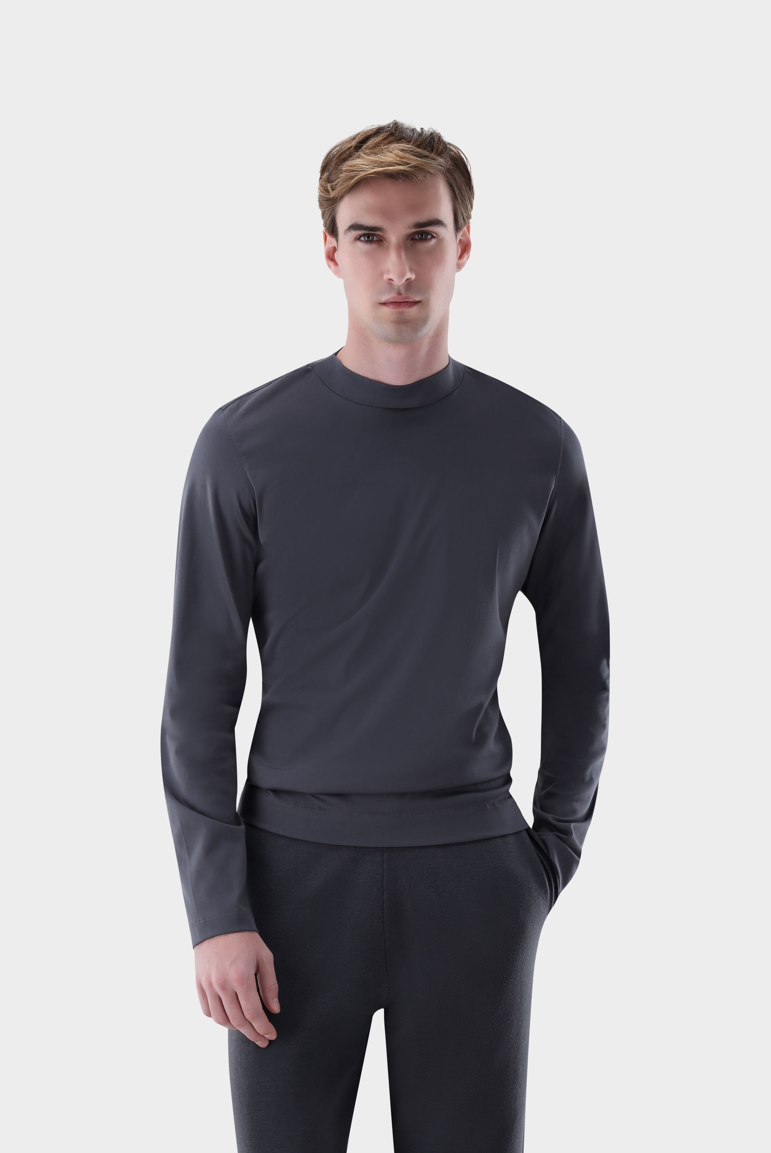 Stehkragenshirt aus Swiss Cotton