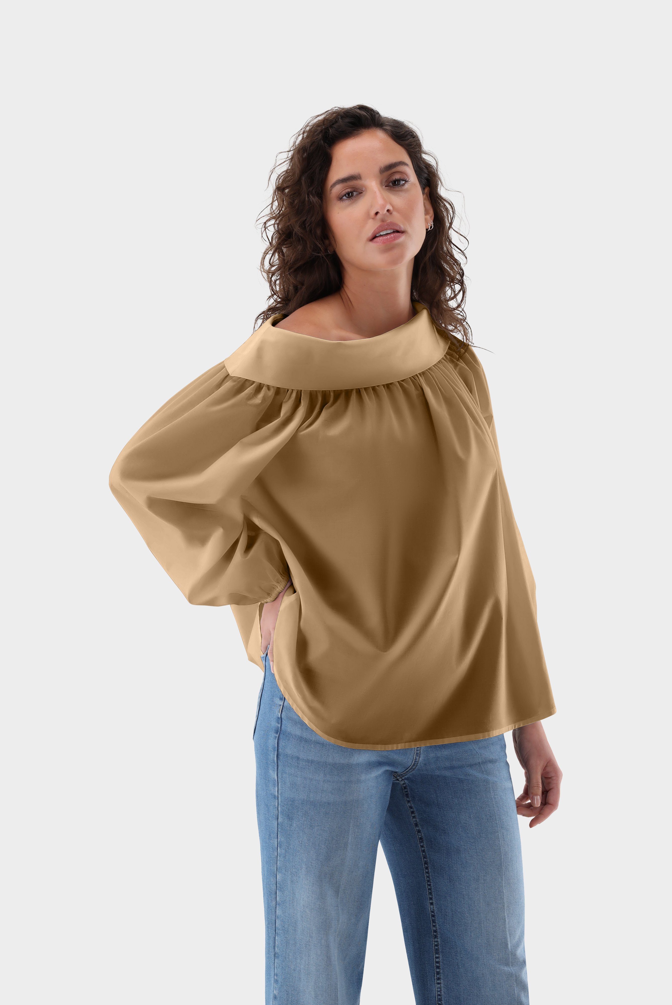 One shoulder silk blouse with Stretch