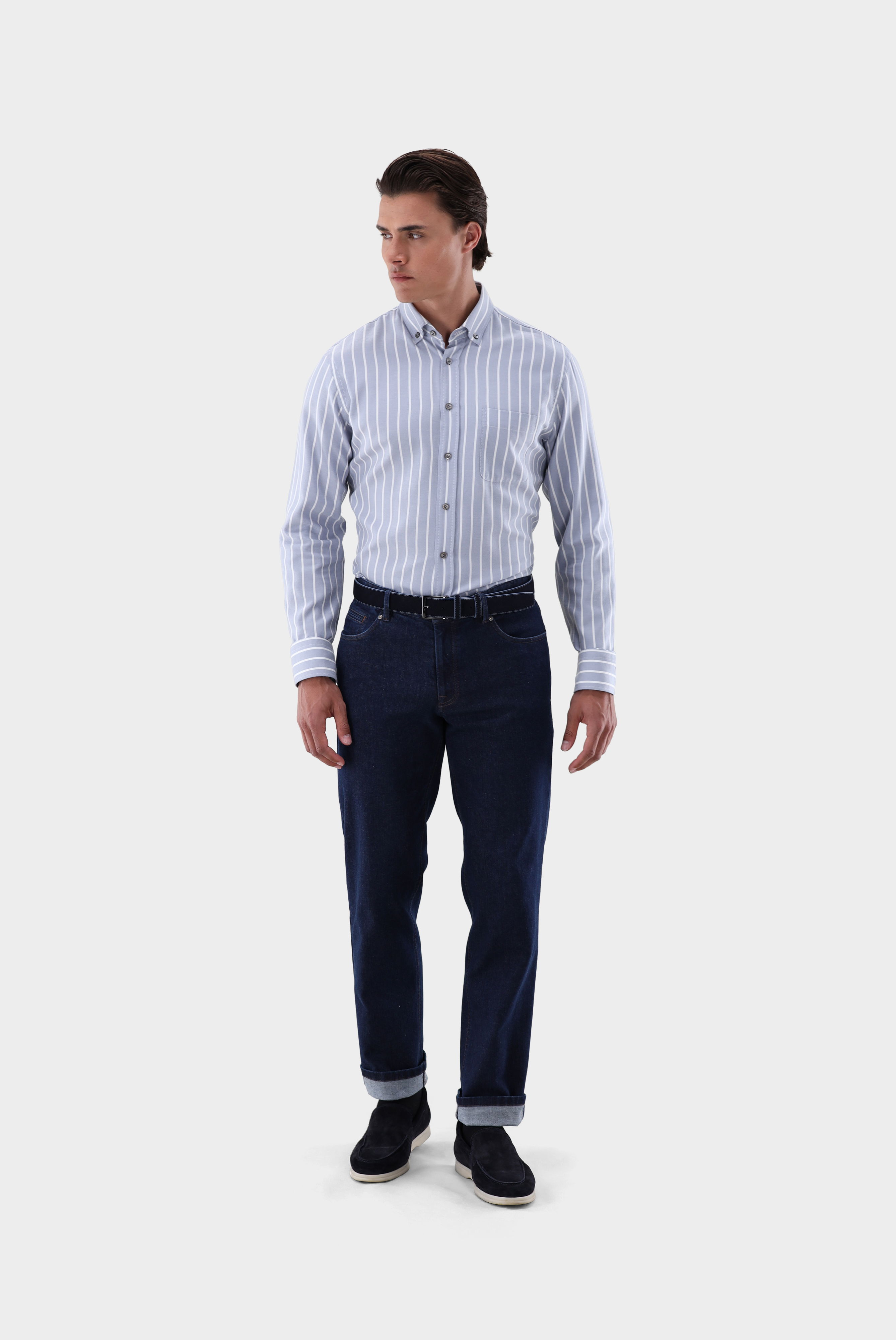 Flanellhemd mit Button Down Kragen Tailor Fit günstig online kaufen