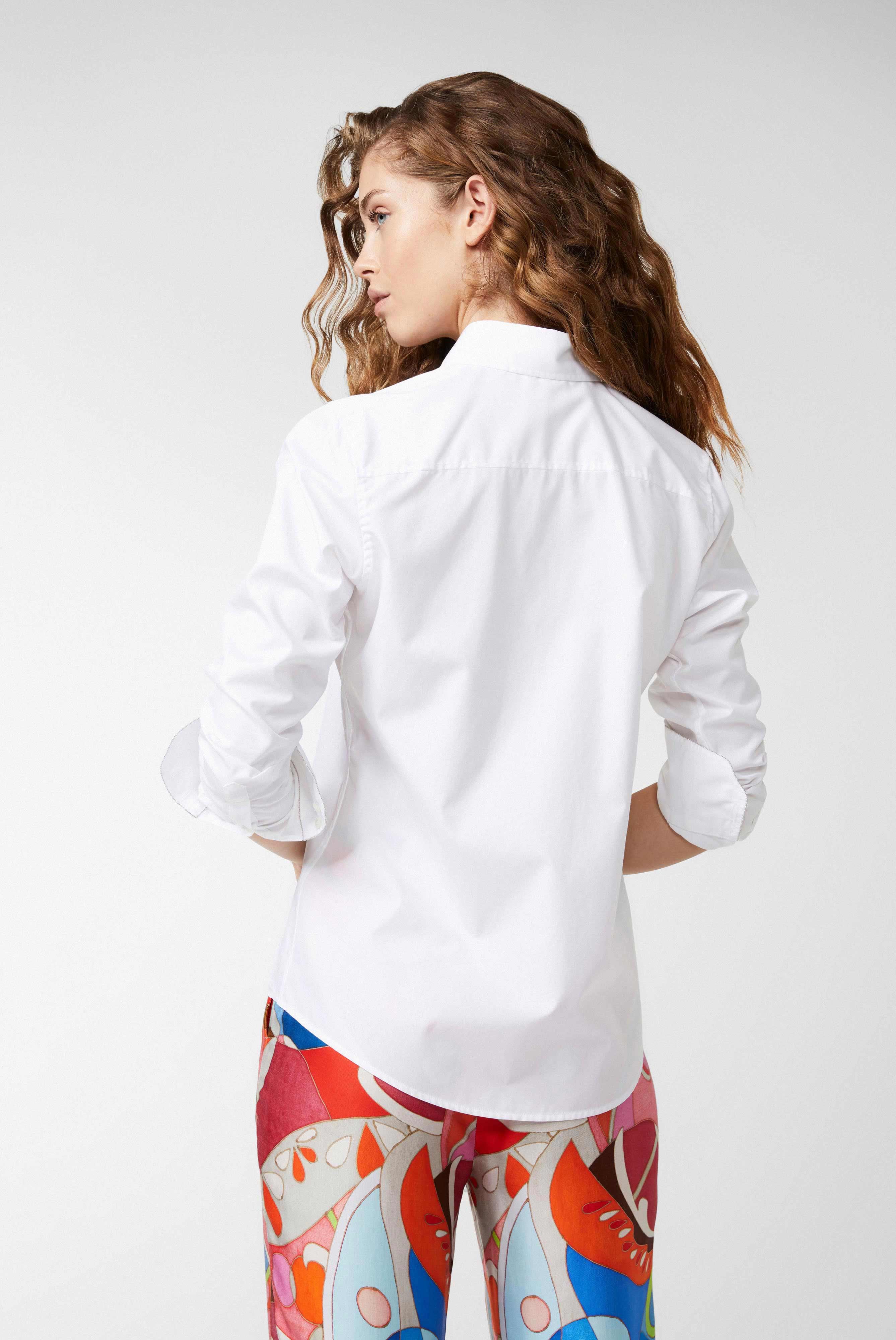 Business Blouses+Poplin shirt blouse with button placket white+05.516T.9L.130648.000.32