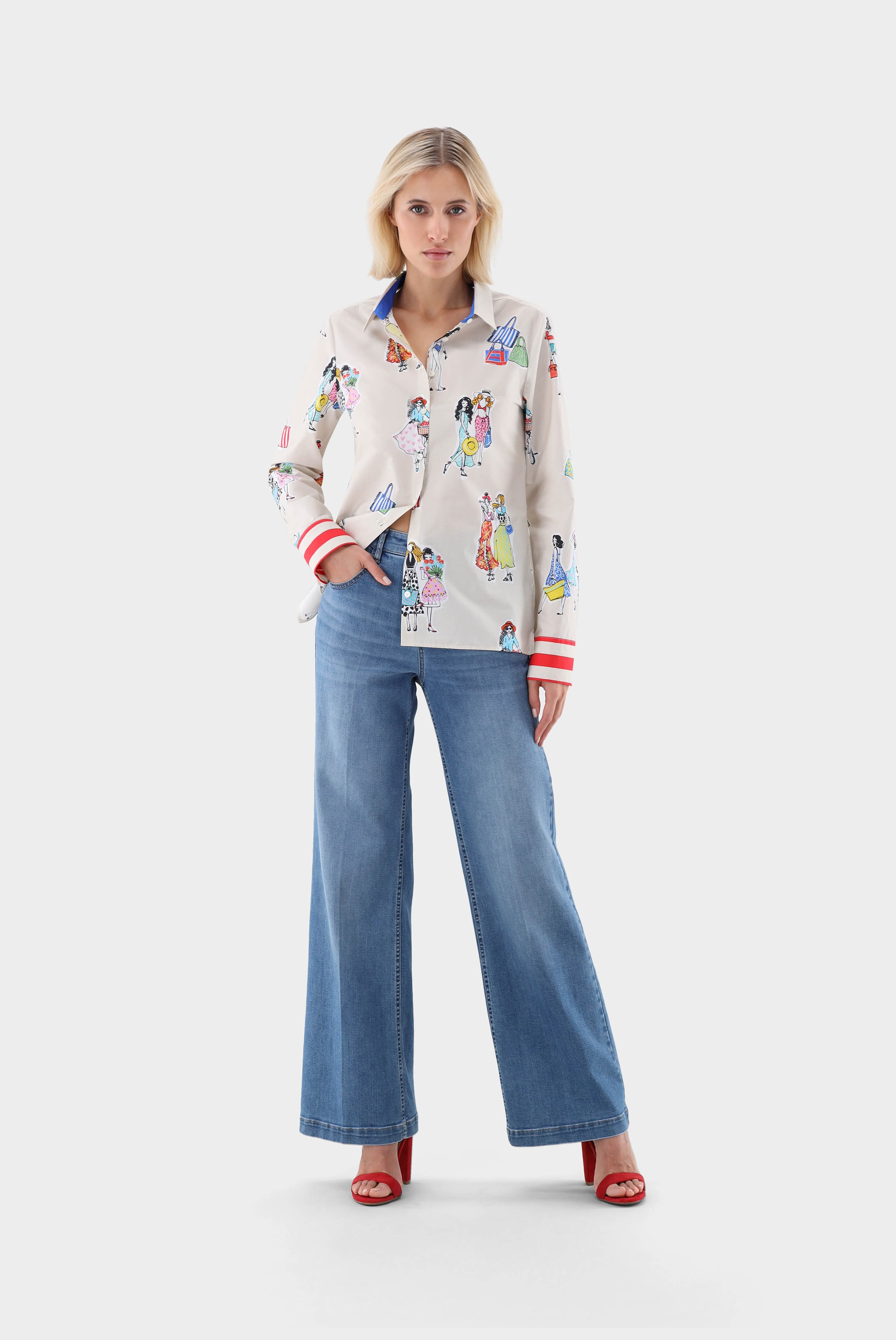 Casual Blouses+Fitted Cotton Poplin Blouse with Print+05.511Z.DA.172046.115.36