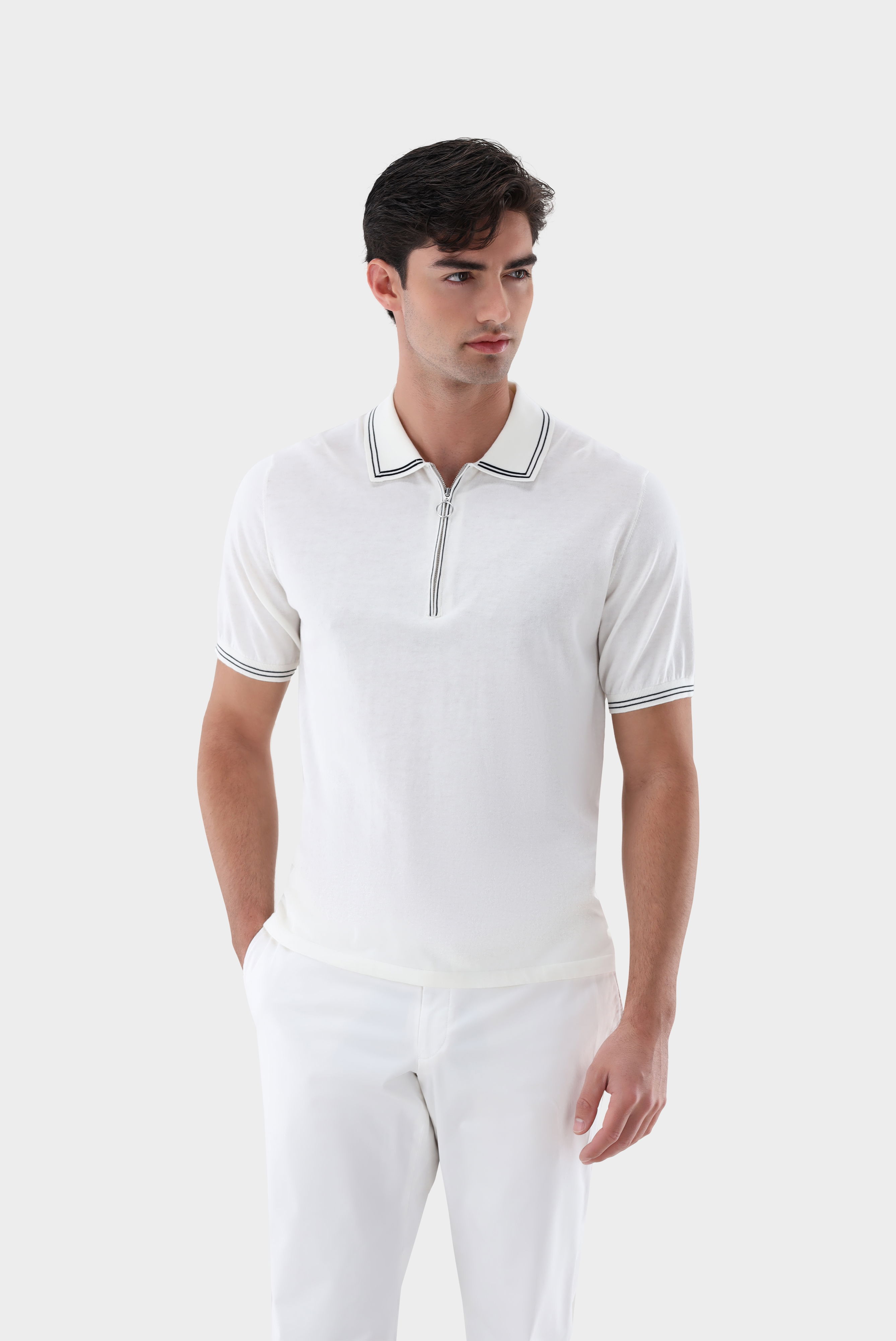 Poloshirt mit Reißverschluss aus Air Cotton
