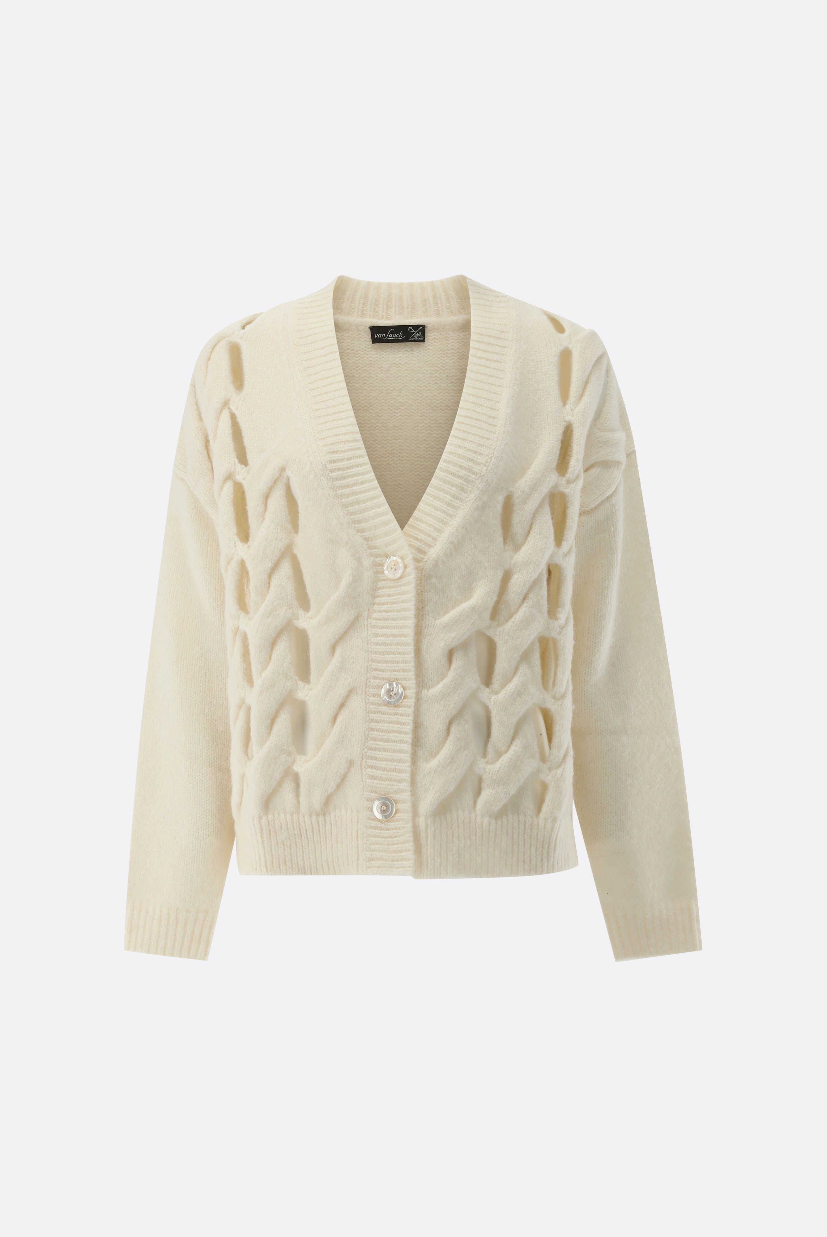 Strickjacke mit offenem Zopfstrickmuster