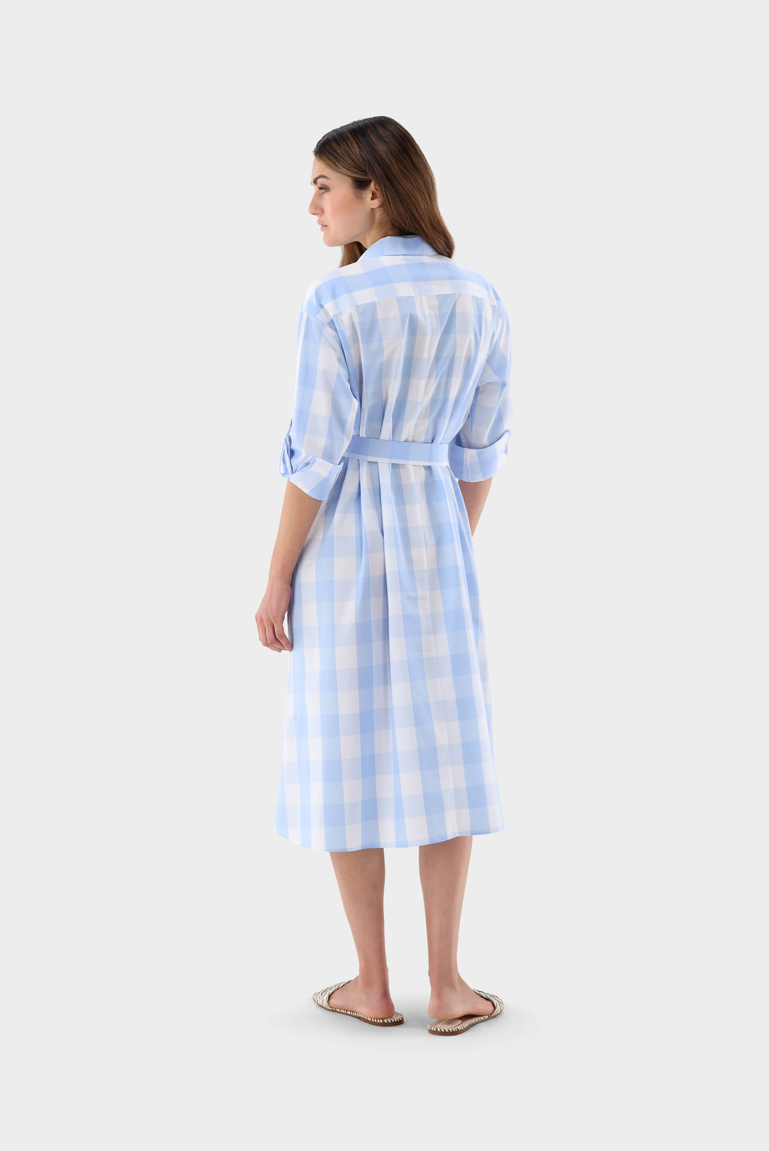 Kleider & Röcke+Kariertes Midi-Kleid aus Baumwoll-Popeline+05.653H.07.151451.720.34