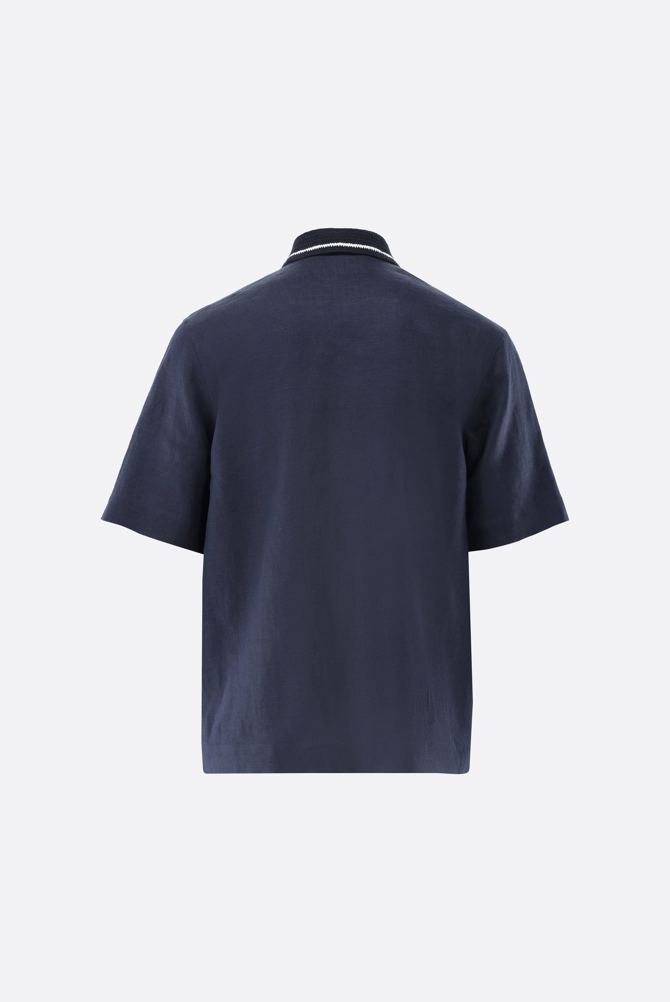 Short-sleeved crochet collar shirt