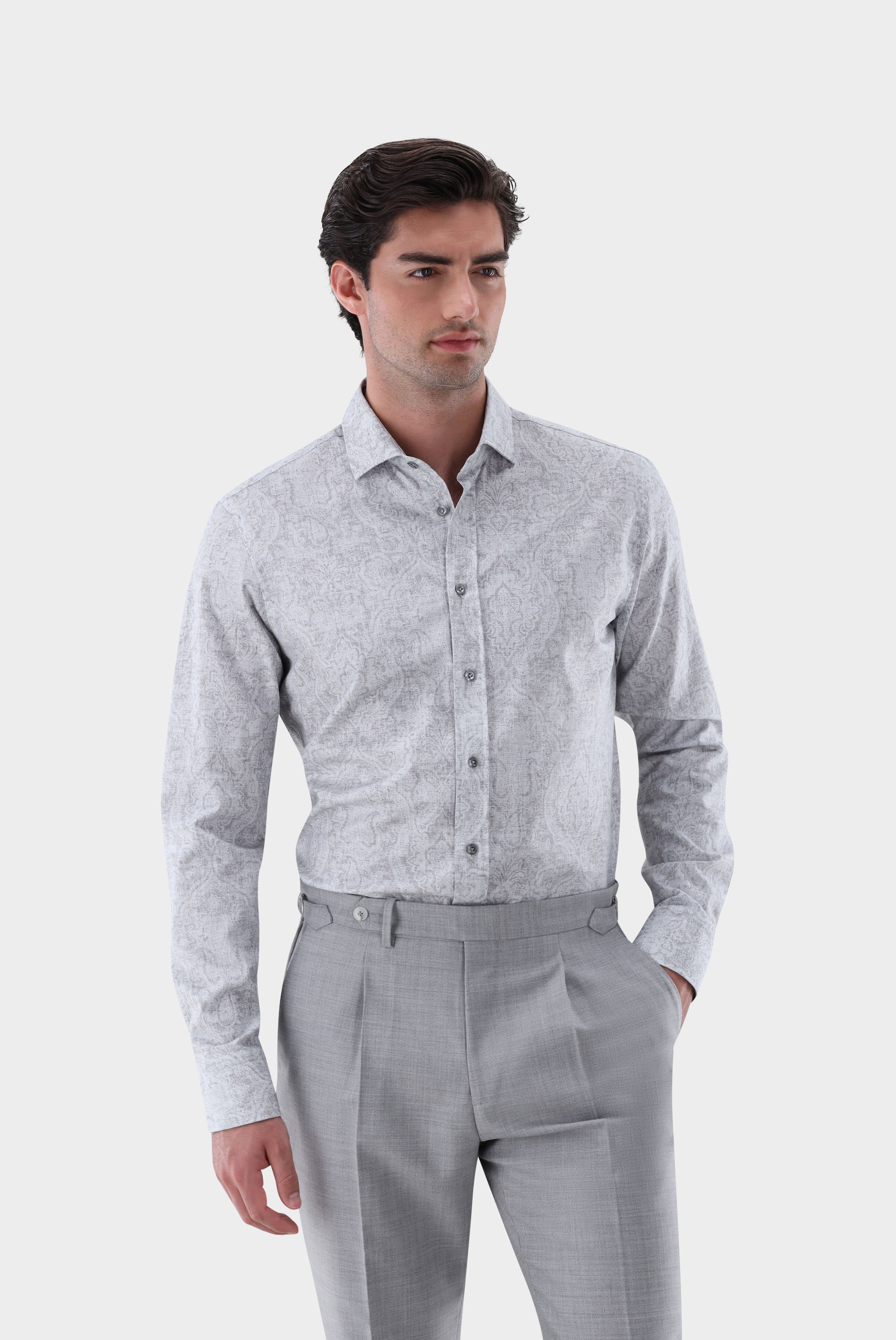 Flanellhemd mit Paisley Druck Tailor Fit